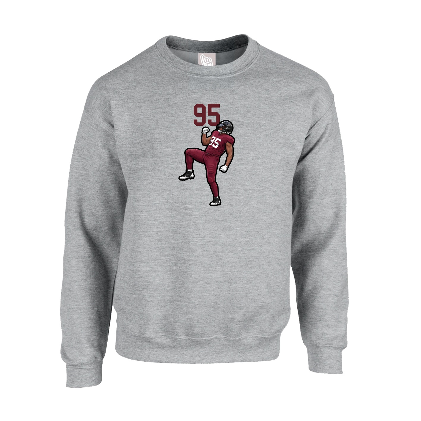 Fleece Crew — Number Top in Grey