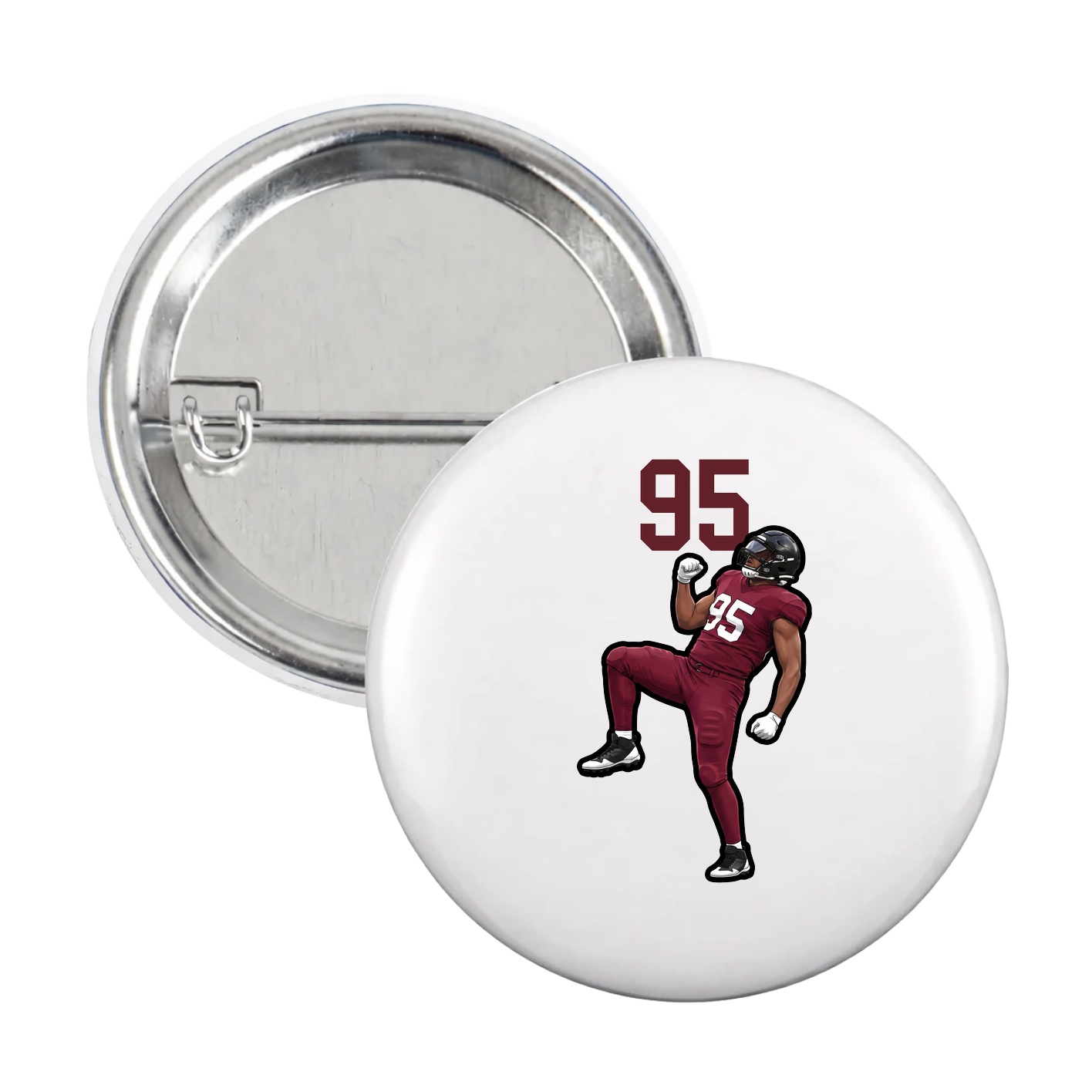 Game Day Button — Number Top in White