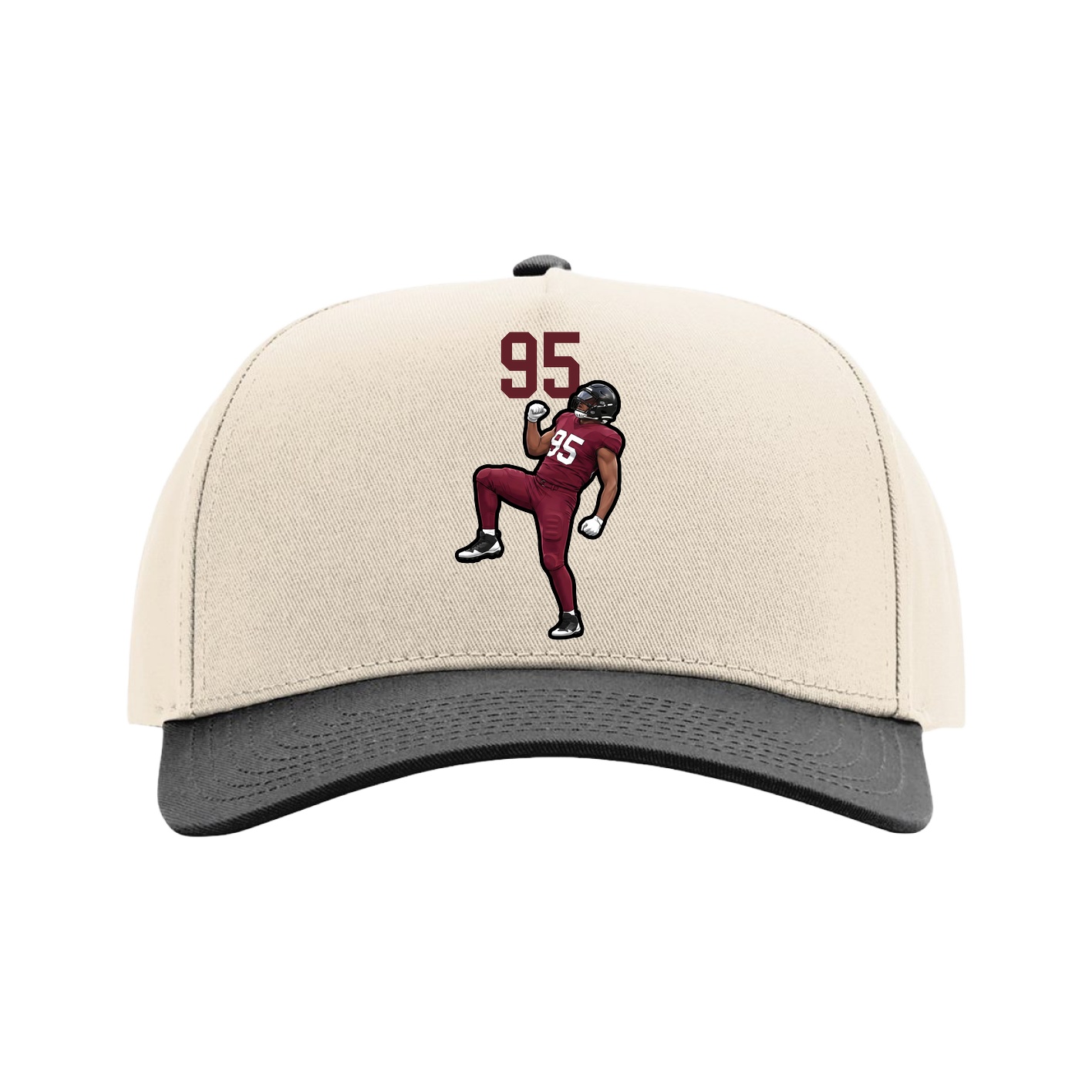 Full Fabric Five-Panel Champ Cap — Number Top in Cream/Black