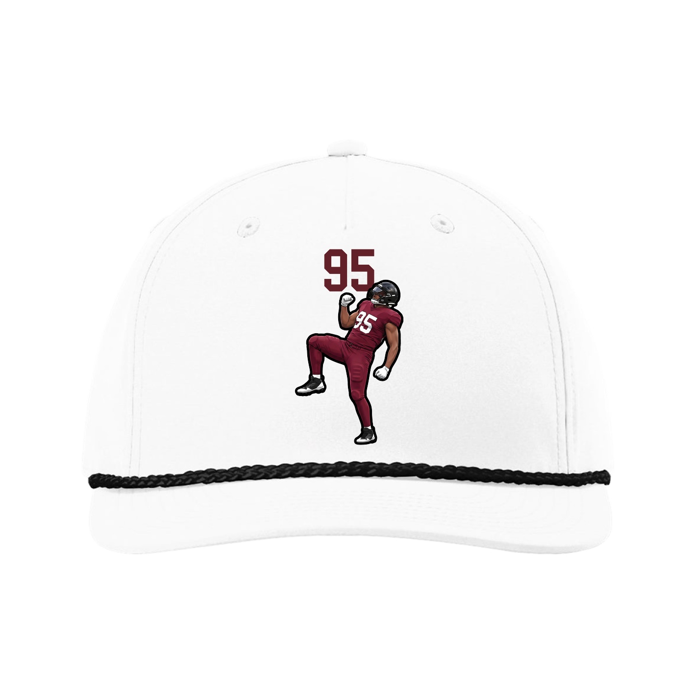 Five-Panel Classic Rope Cap — Number Top in White