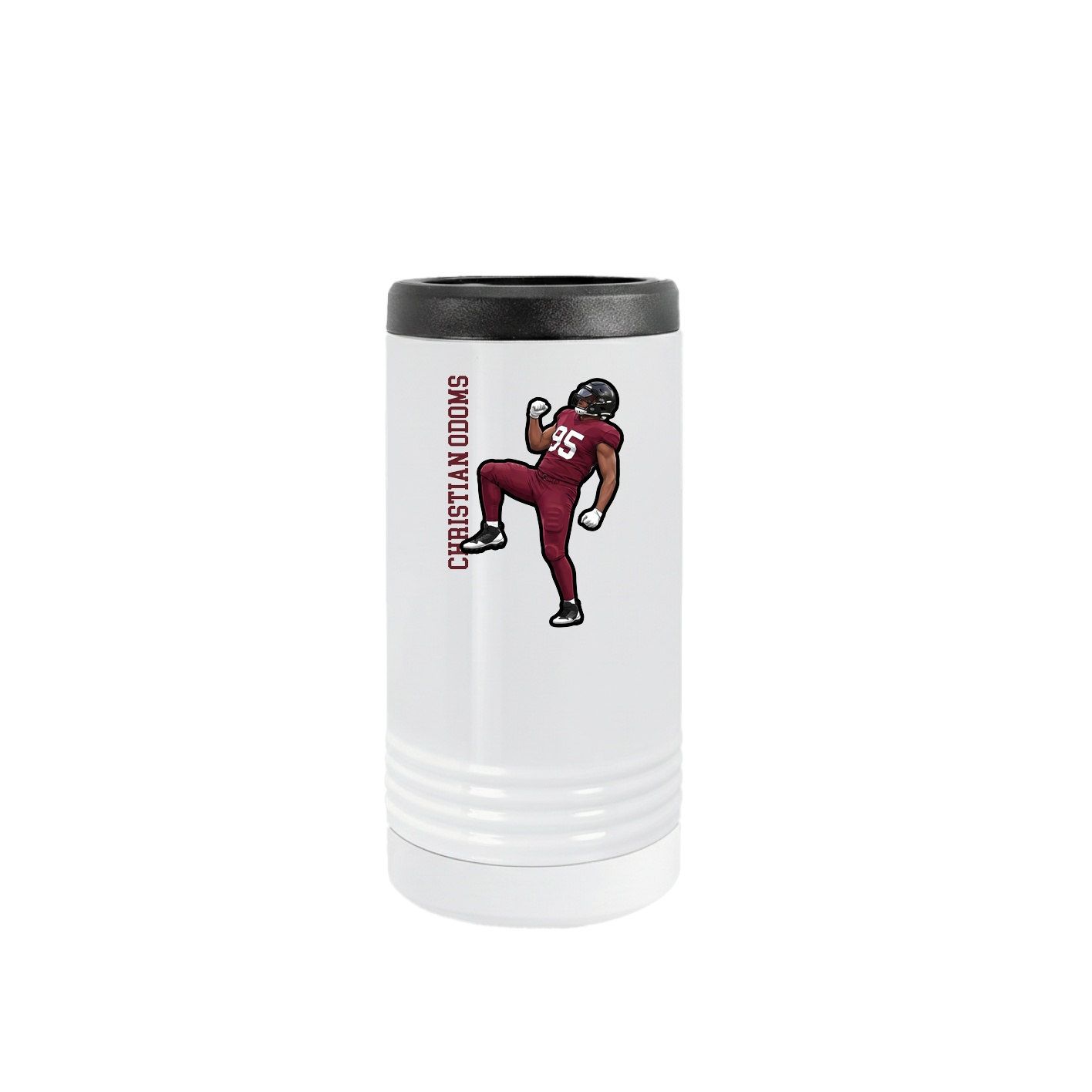 Slim Beverage Holder — Name Vertical in White