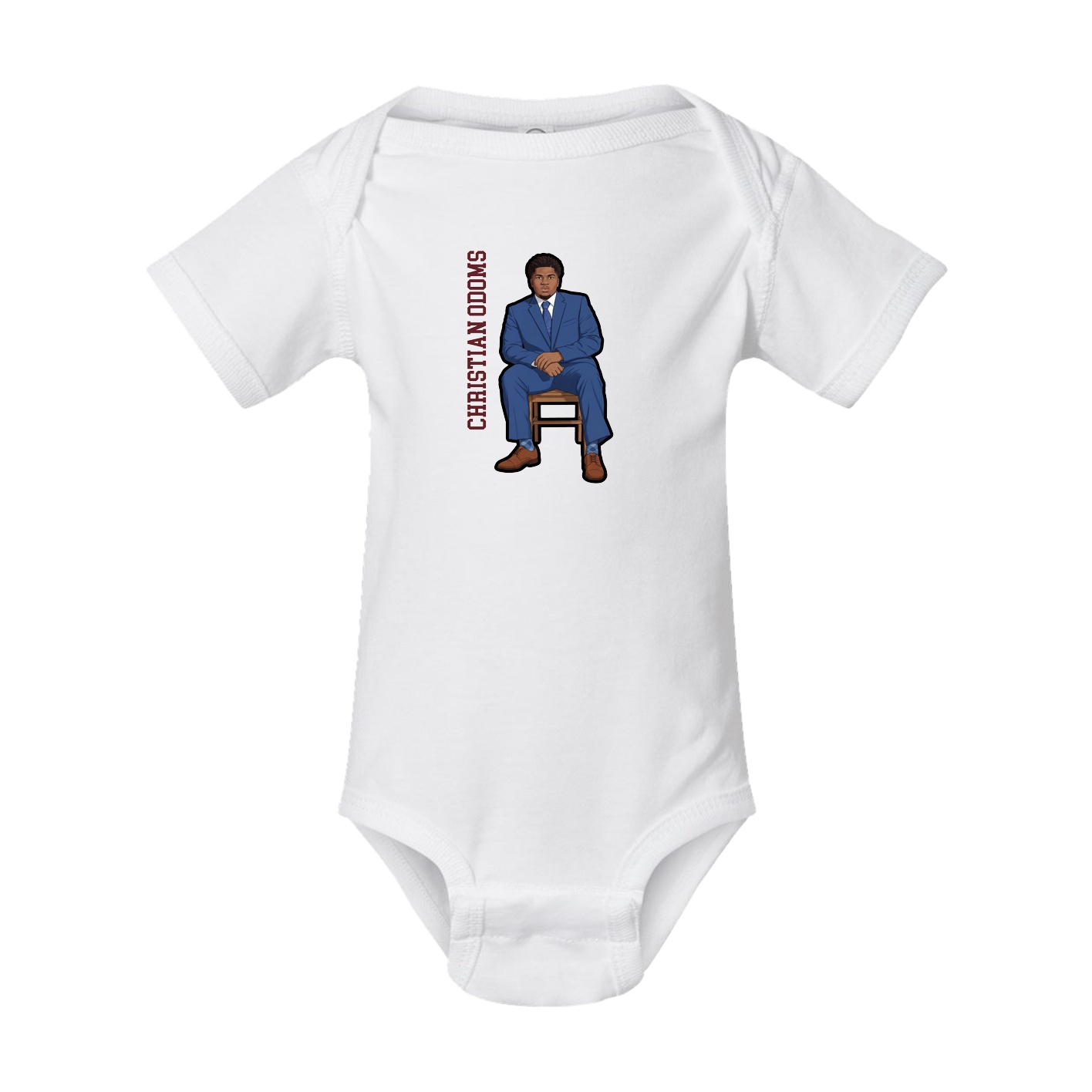 Baby Onesie — Name Vertical in White