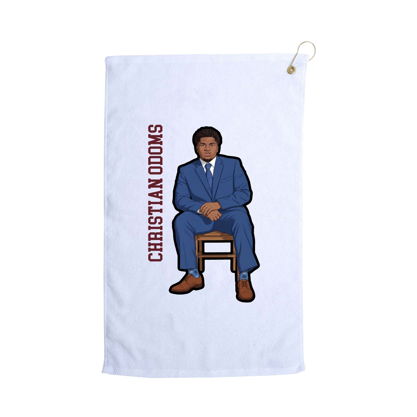 Golf Towel — Name Vertical in White