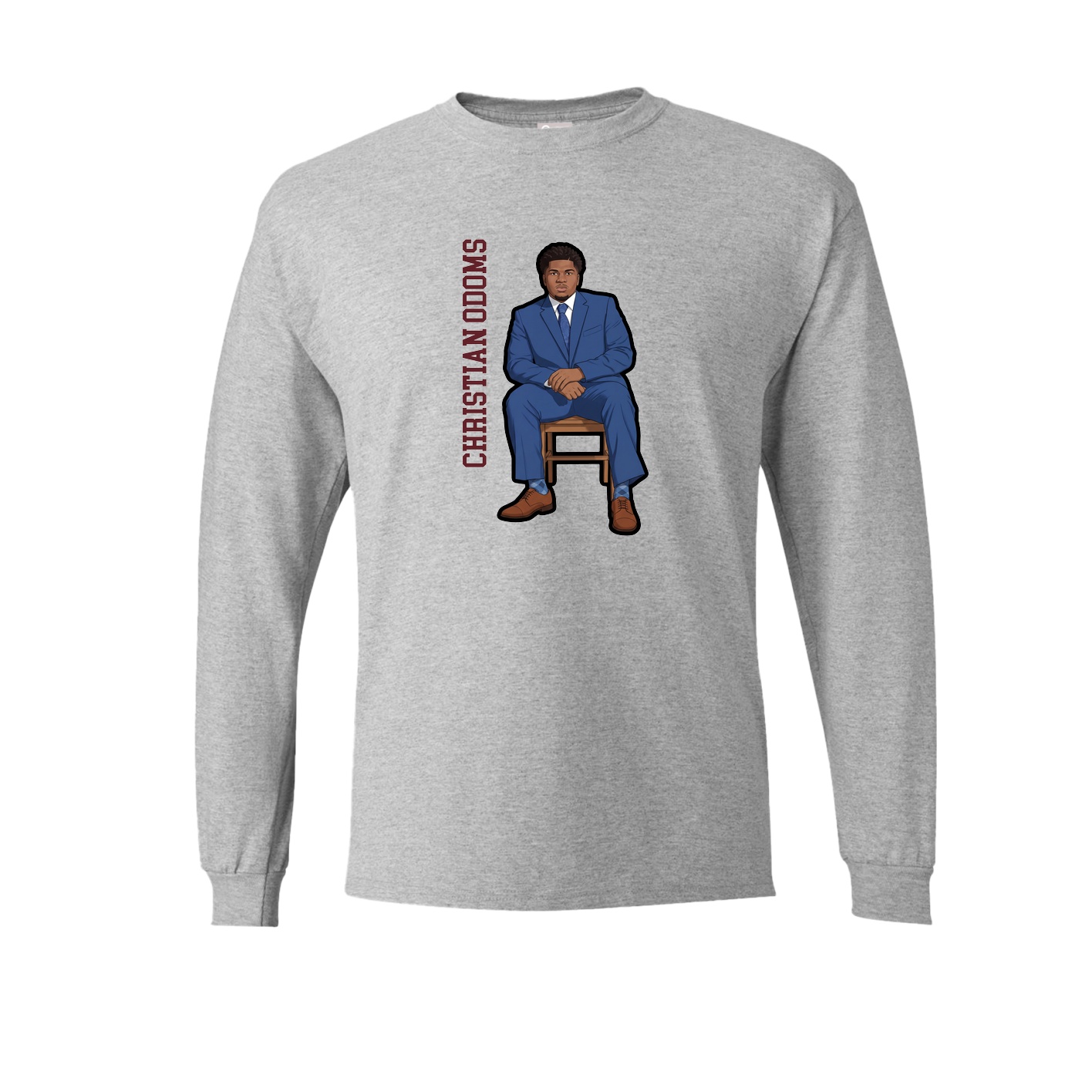 Long Sleeve Tee — Name Vertical in Grey