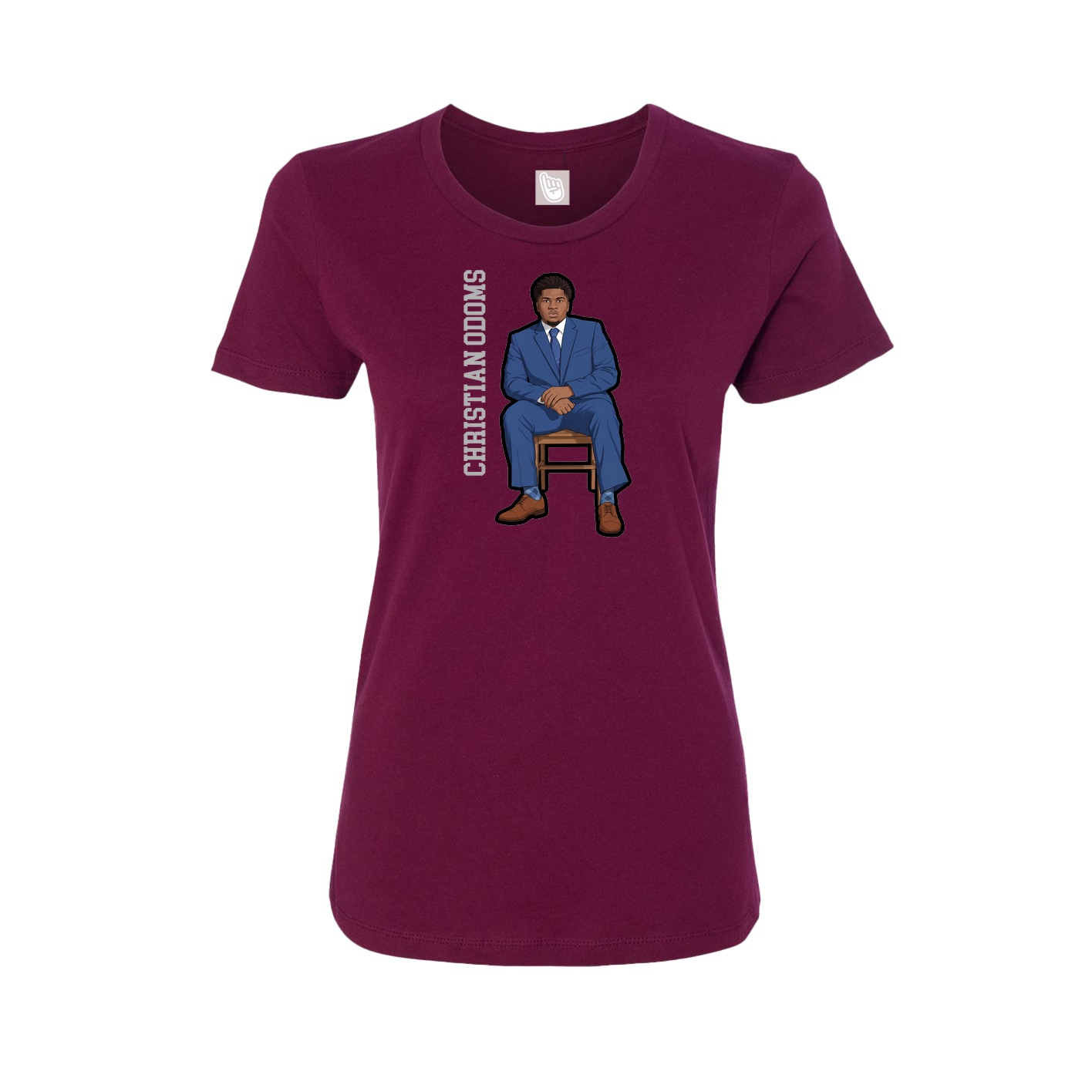 Womens Tee — Name Vertical in Maroon