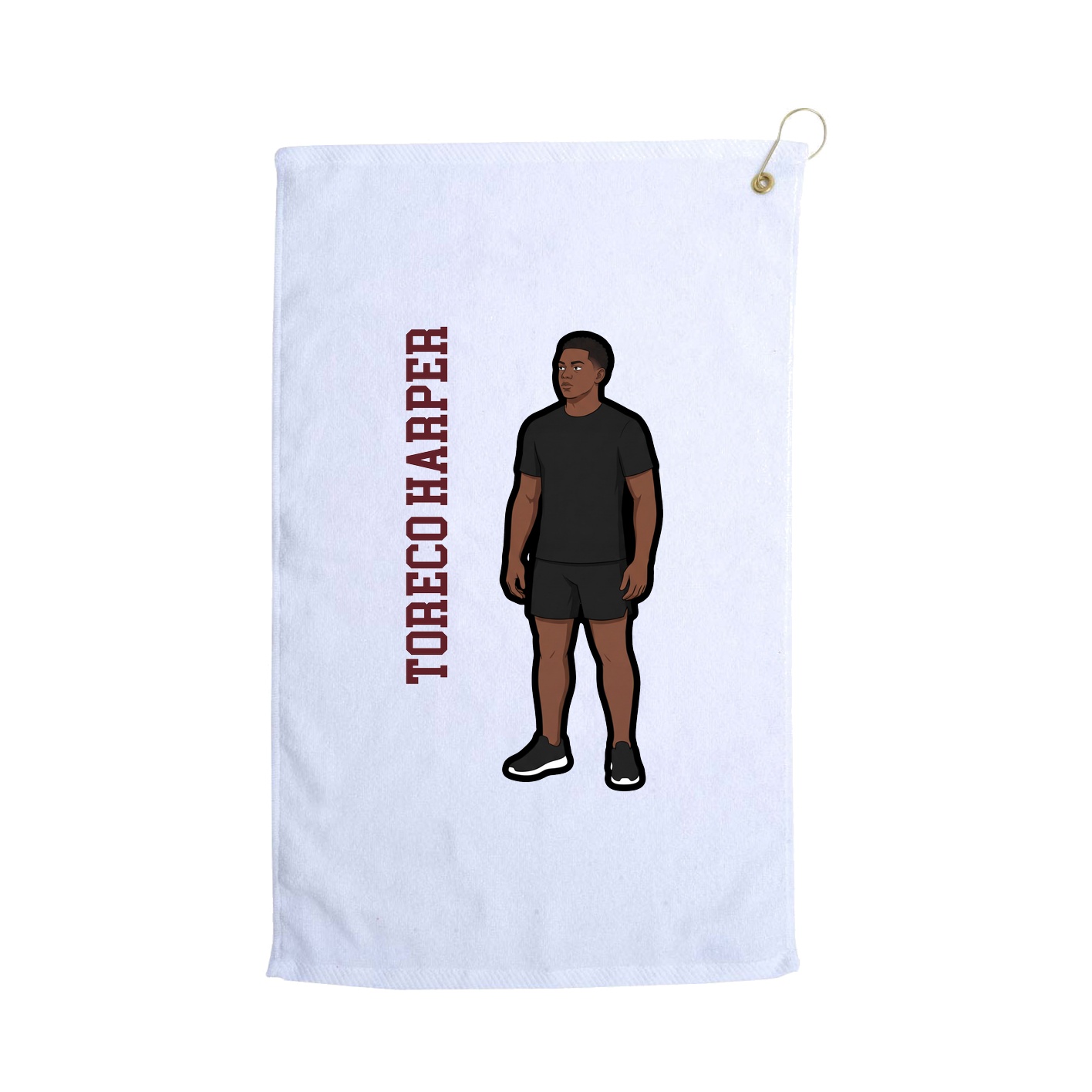 Golf Towel — Name Vertical in White