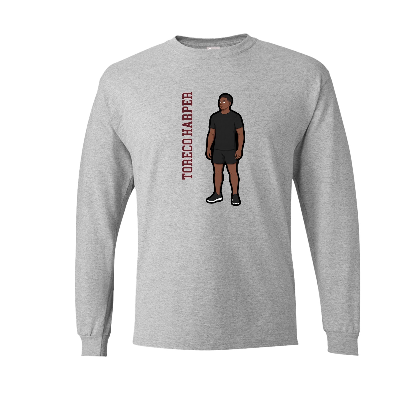 Long Sleeve Tee — Name Vertical in Grey