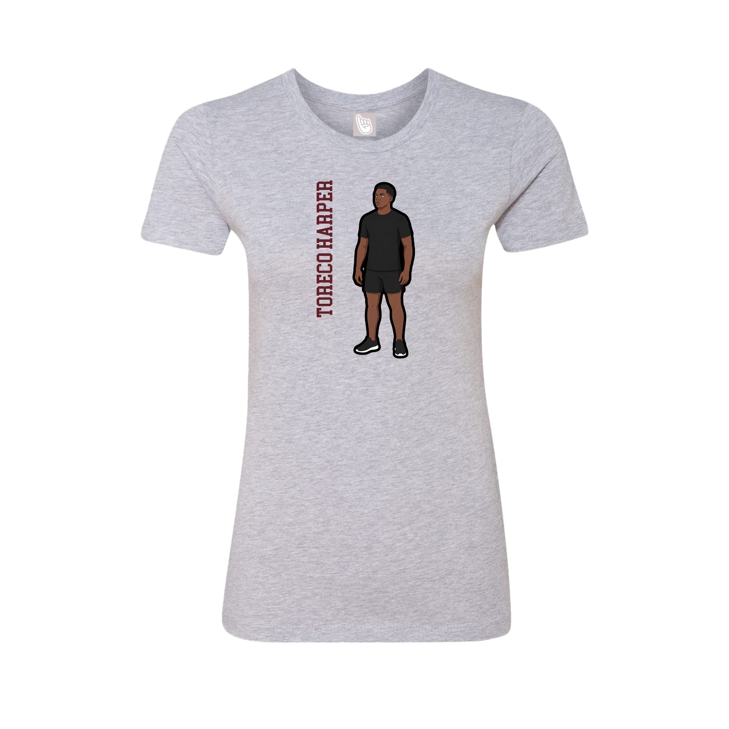Fitted Women's Tee — Name Vertical in Grey
