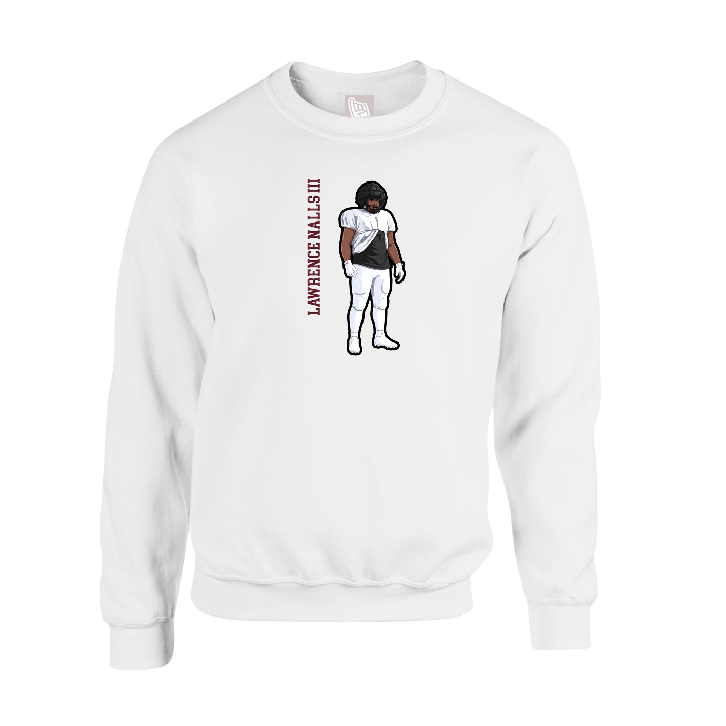 Fleece Crew — Name Vertical in White