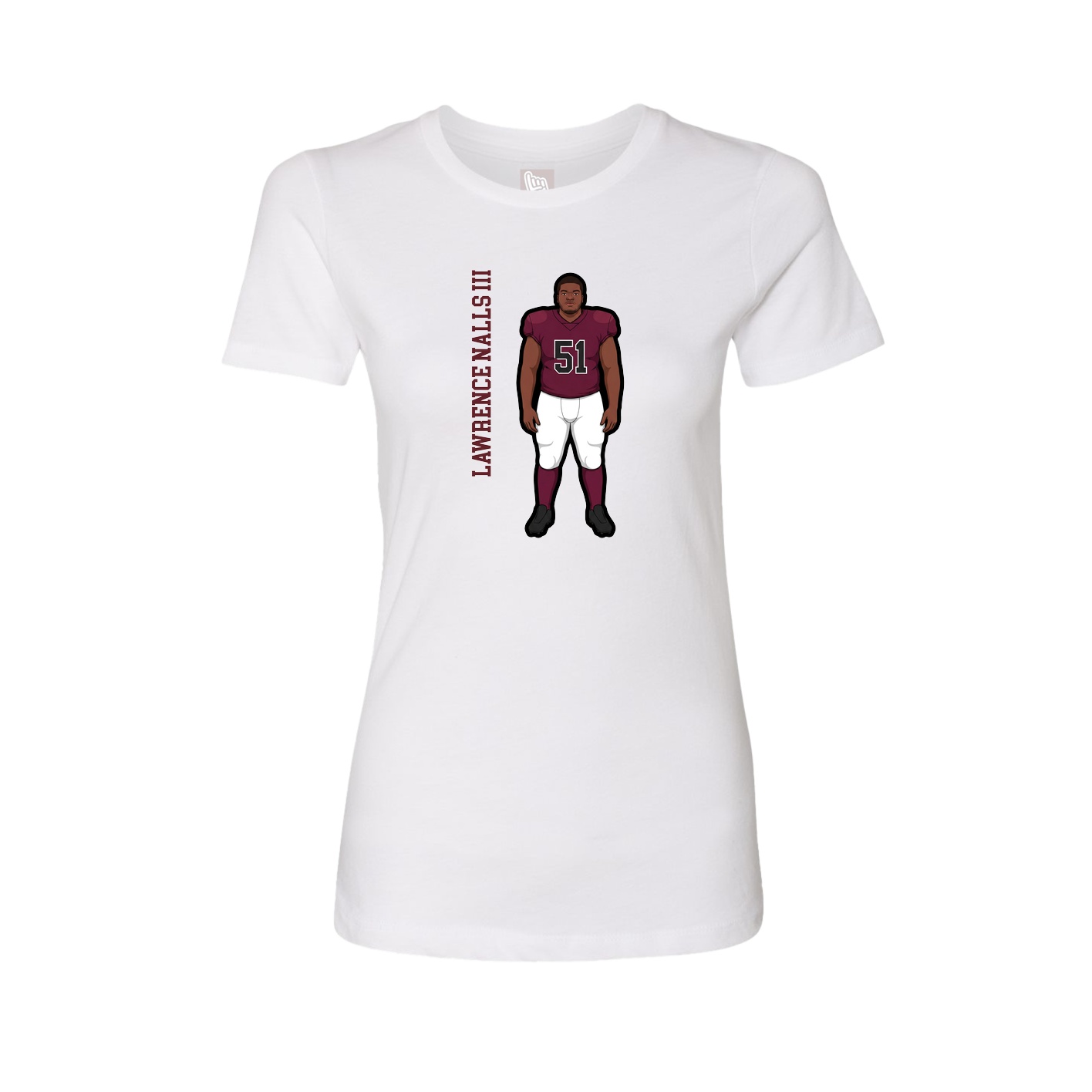 Fitted Women's Tee — Name Vertical in White