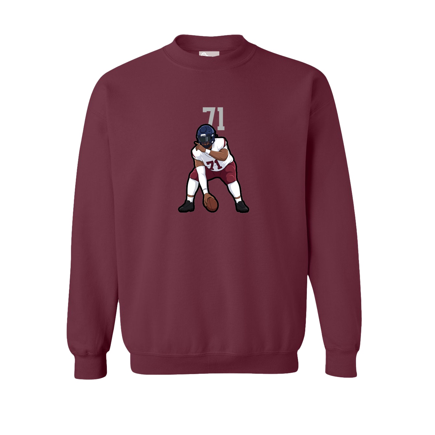 Fleece Crew — Number Top in Maroon