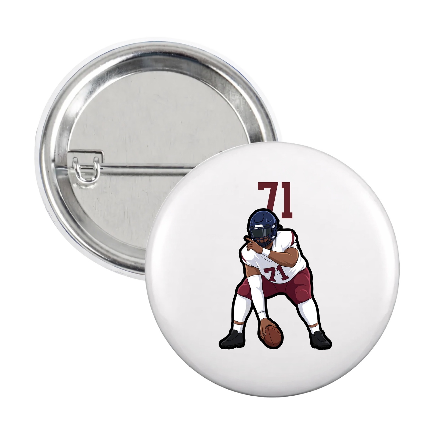 Game Day Button — Number Top in White