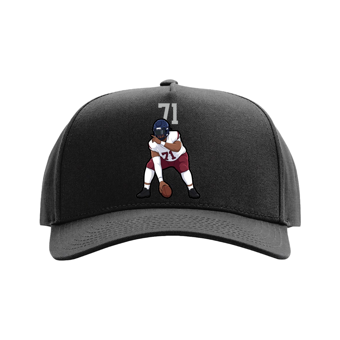 Full Fabric Five-Panel Champ Cap — Number Top in Black