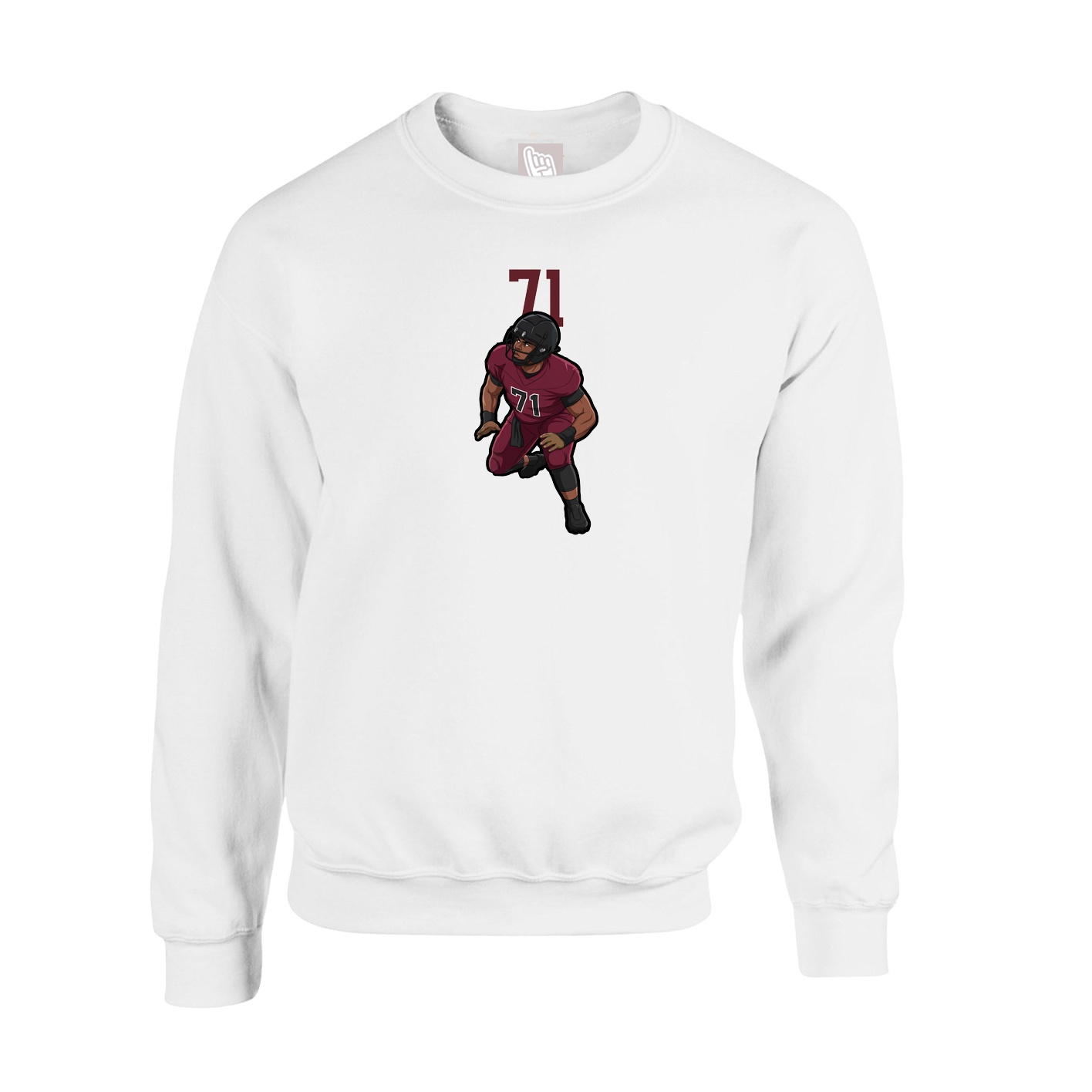 Fleece Crew — Number Top in White
