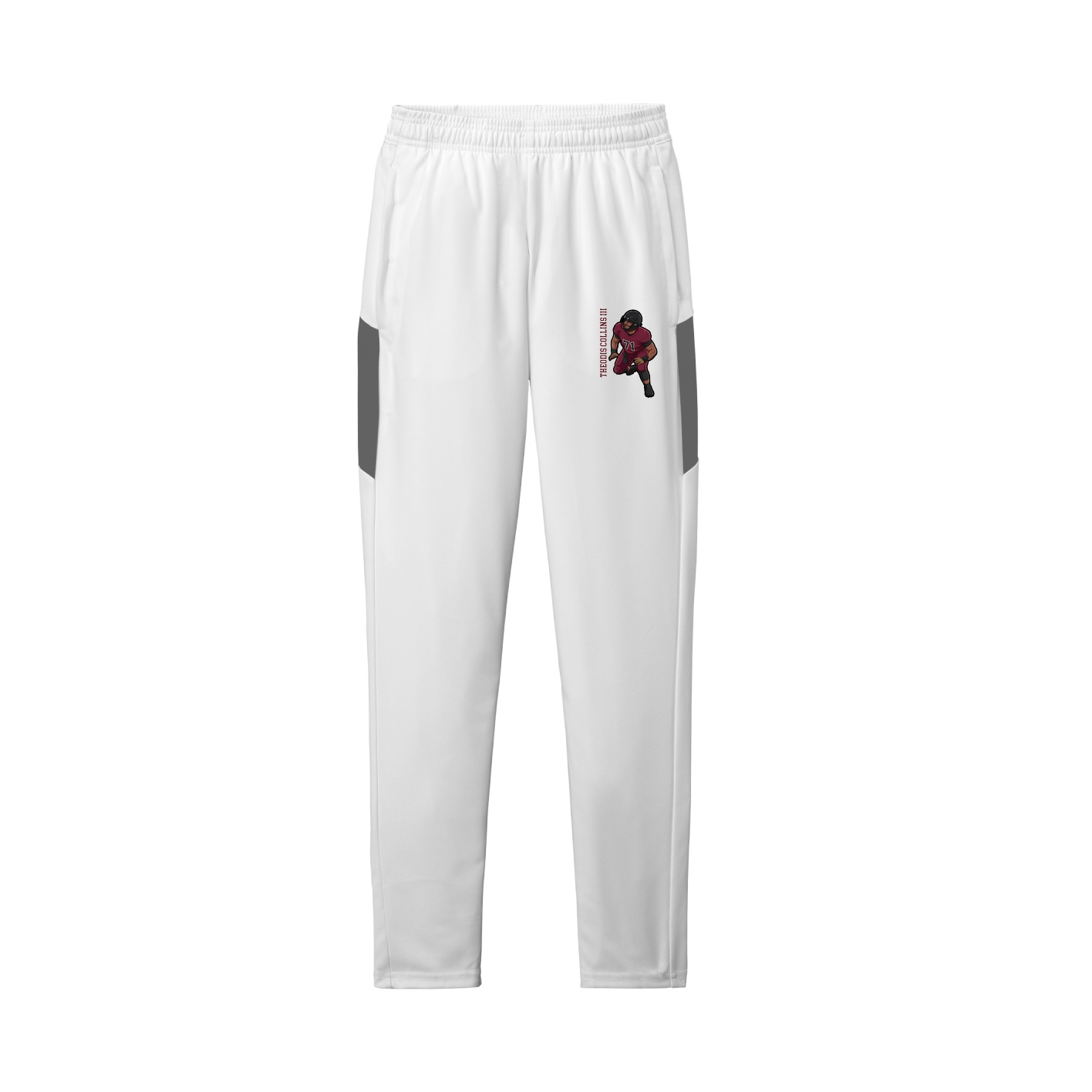Team Travel Pant — Name Vertical in White/Grey