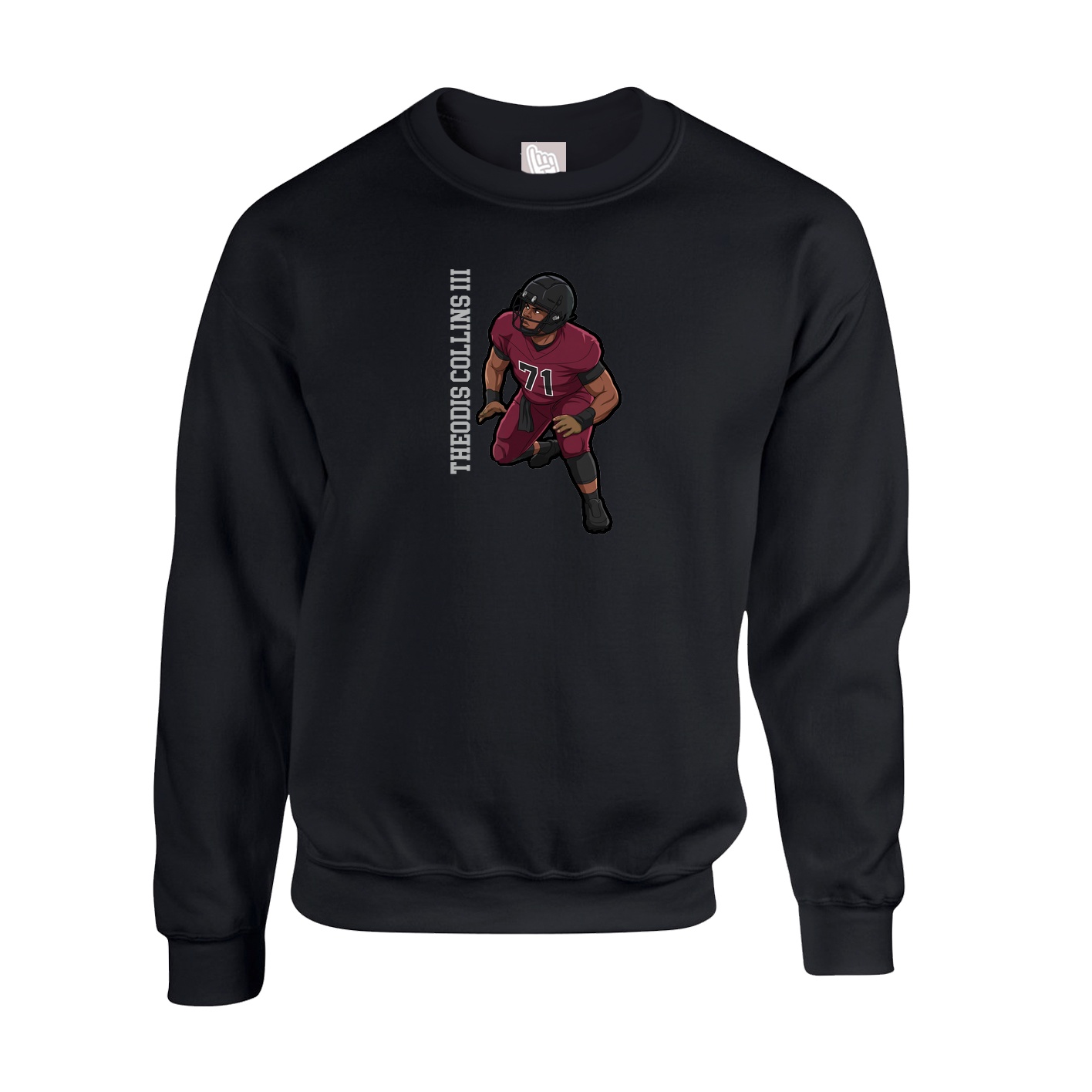 Fleece Crew — Name Vertical in Black
