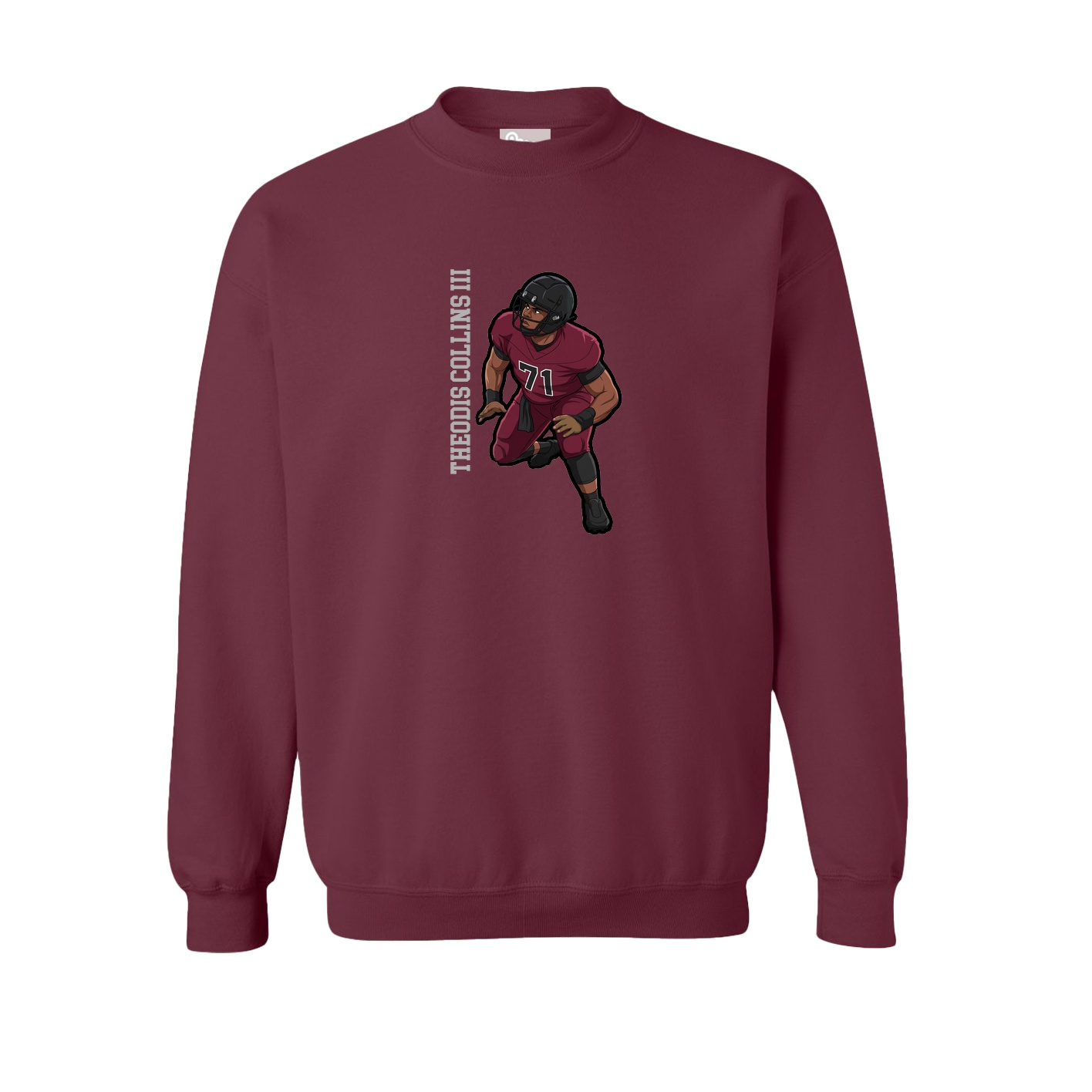 Fleece Crew — Name Vertical in Maroon