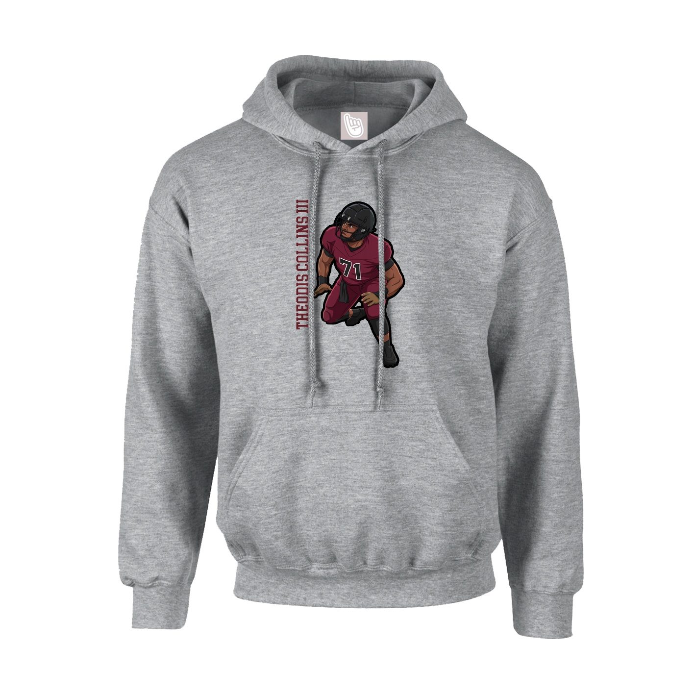 Youth Hoodie — Name Vertical in Grey