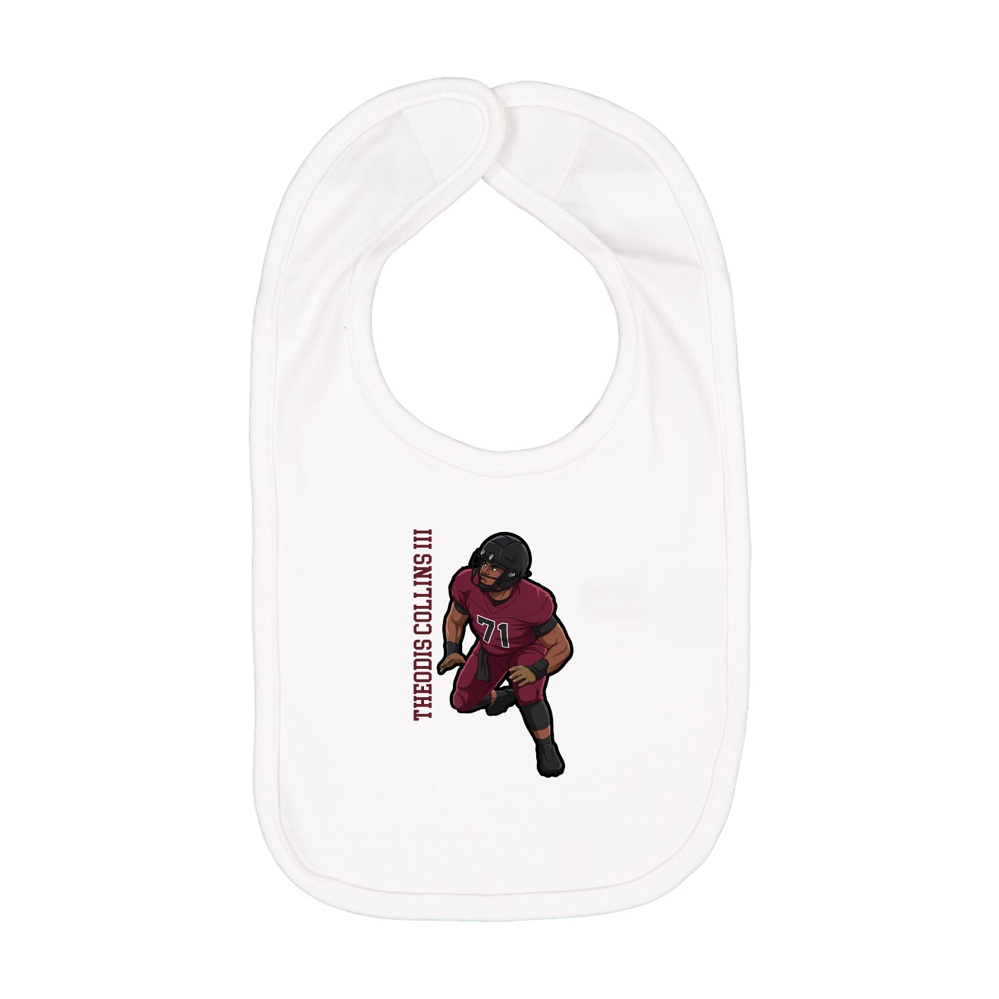 Infant Bib — Name Vertical in White