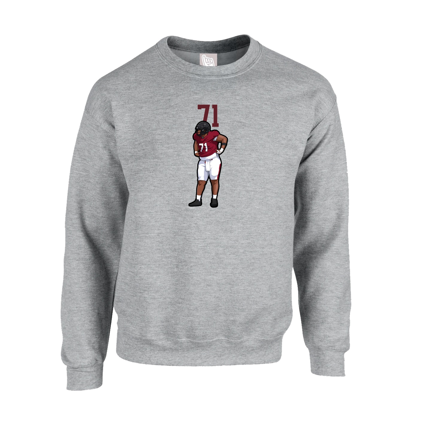 Fleece Crew — Number Top in Grey
