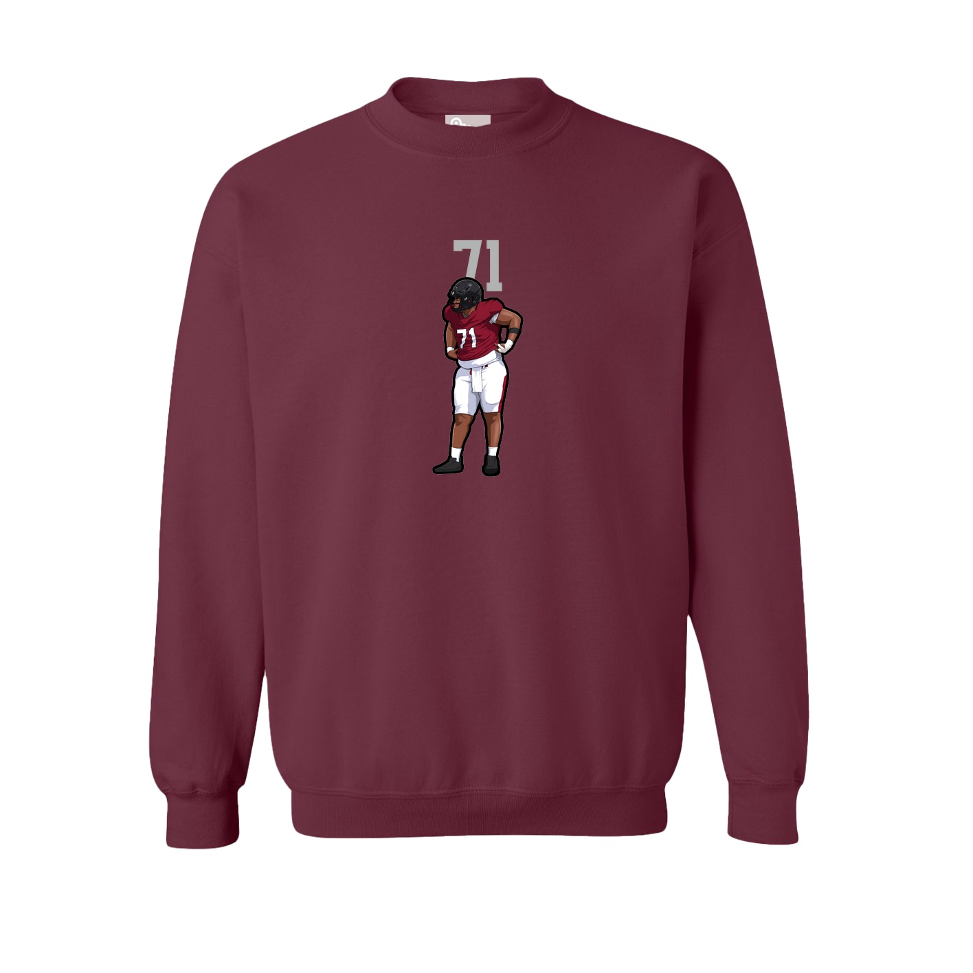 Fleece Crew — Number Top in Maroon