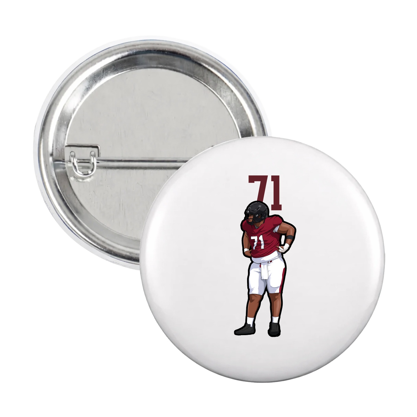 Game Day Button — Number Top in White