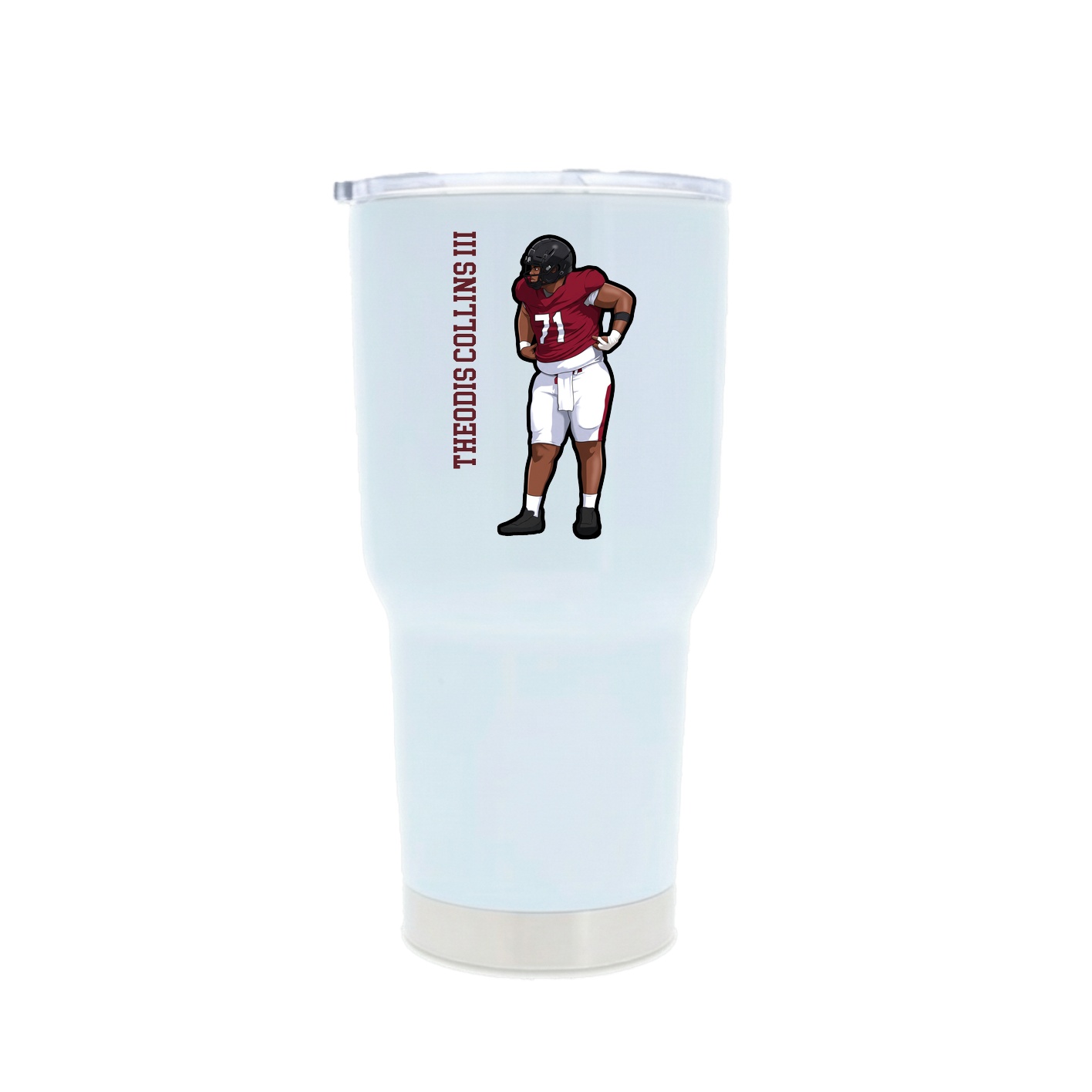 30oz Stainless Steel Tumbler — Name Vertical in White