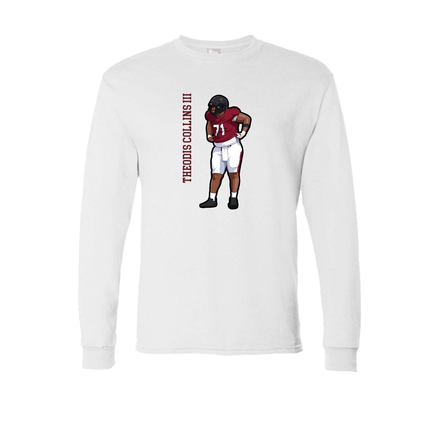 Long Sleeve Tee — Name Vertical in White