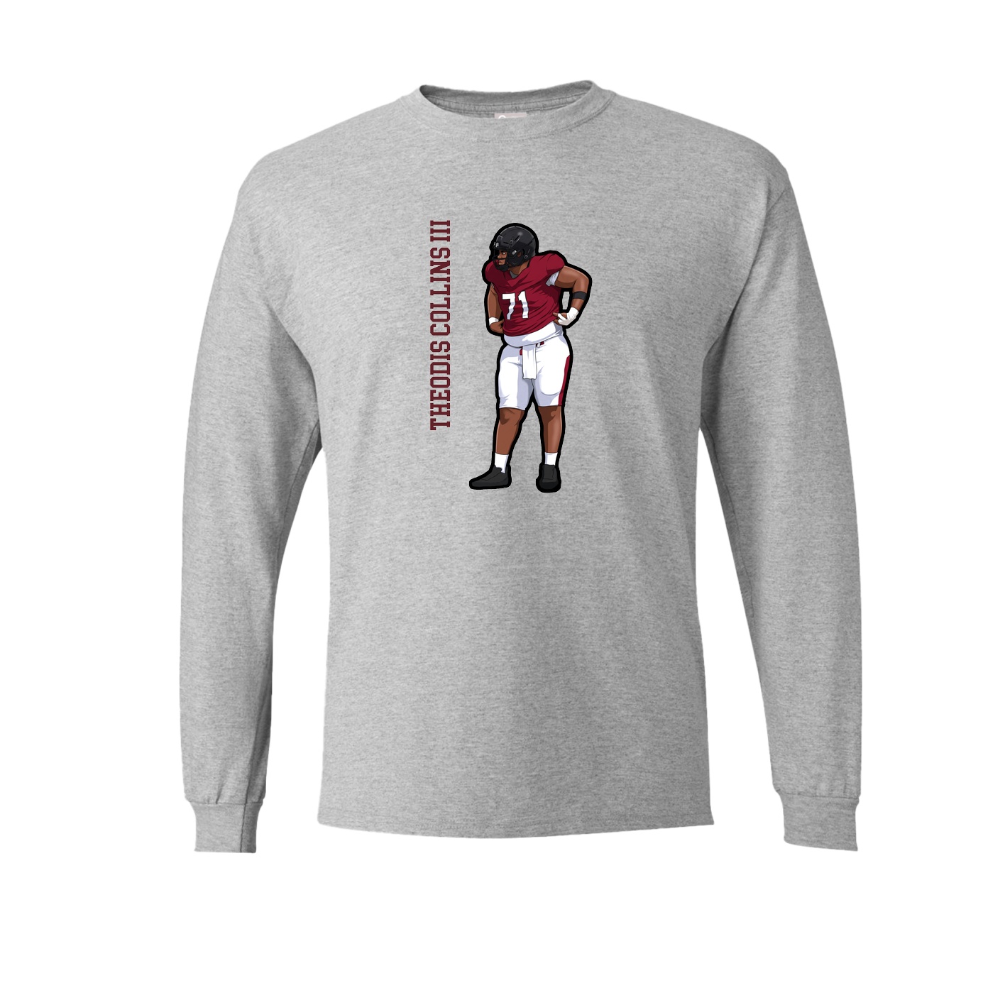 Long Sleeve Tee — Name Vertical in Grey