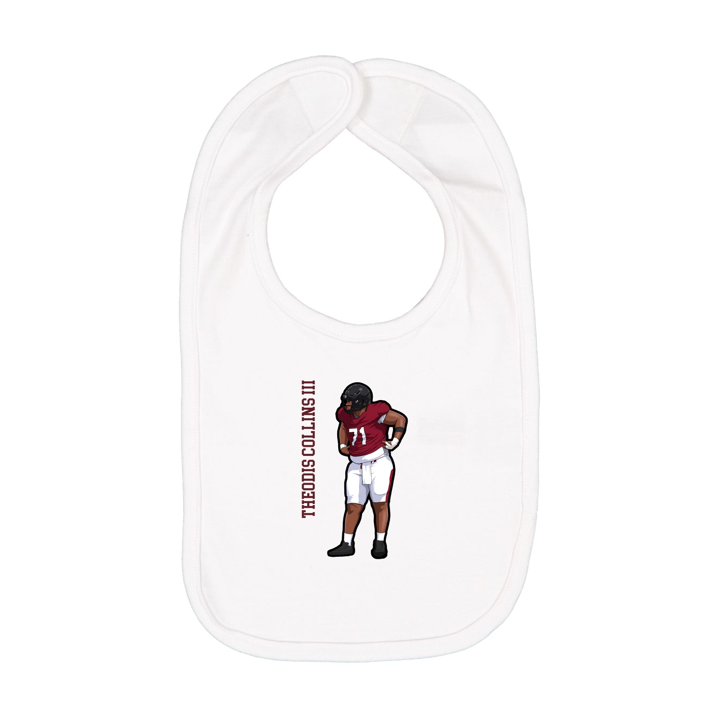 Infant Bib — Name Vertical in White