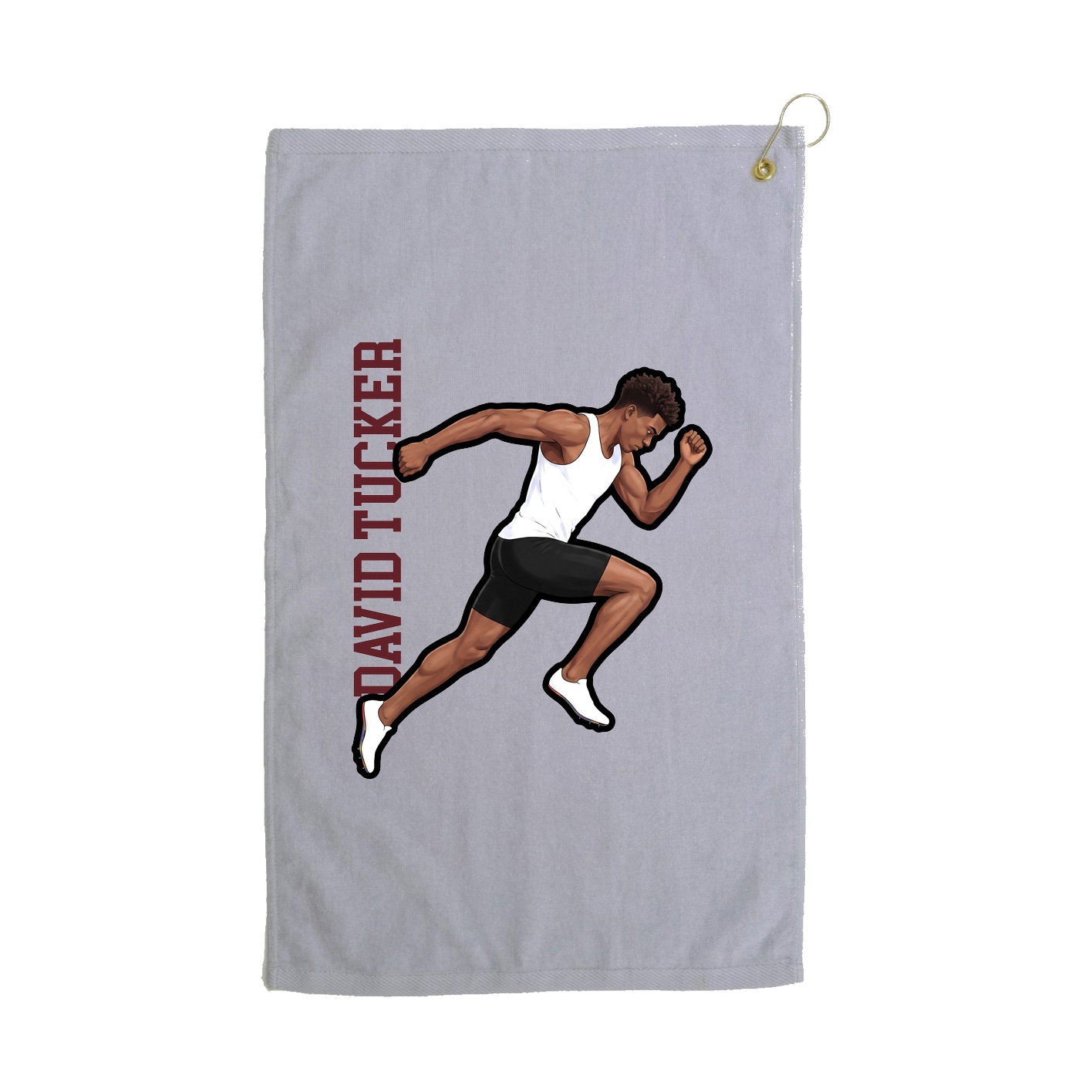 Golf Towel — Name Vertical in Grey