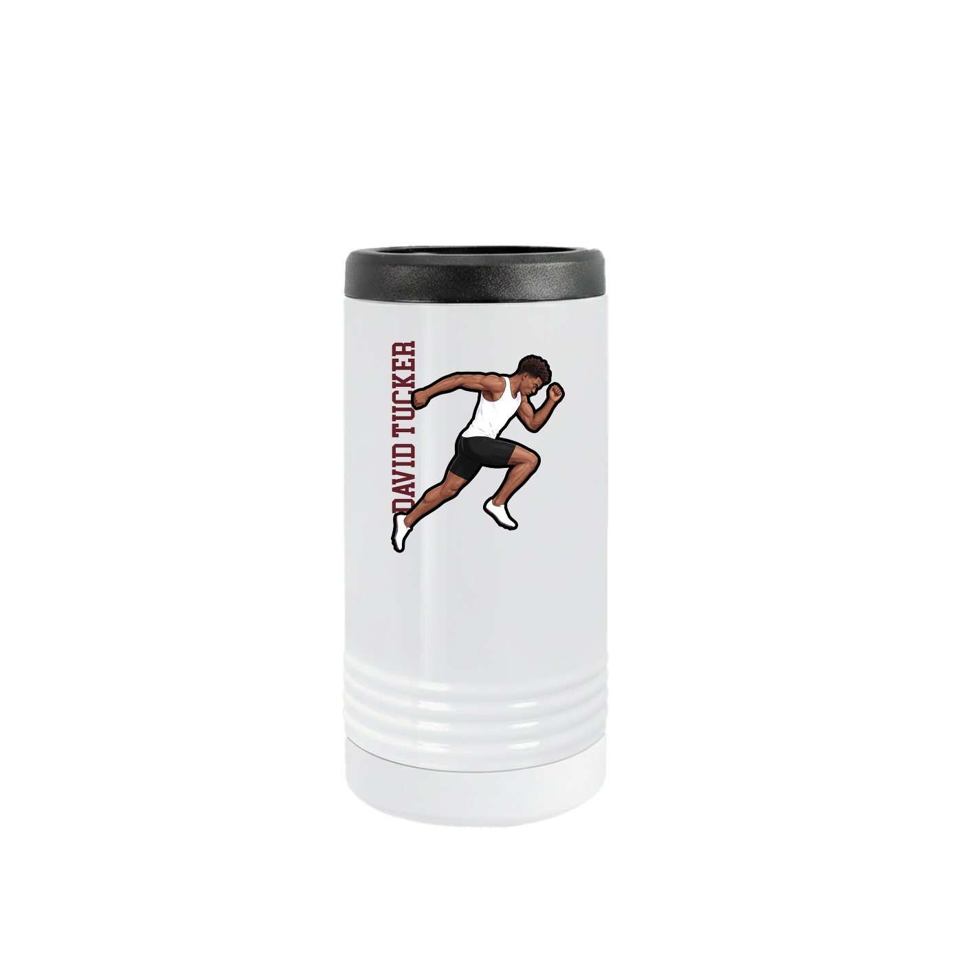 Slim Beverage Holder — Name Vertical in White