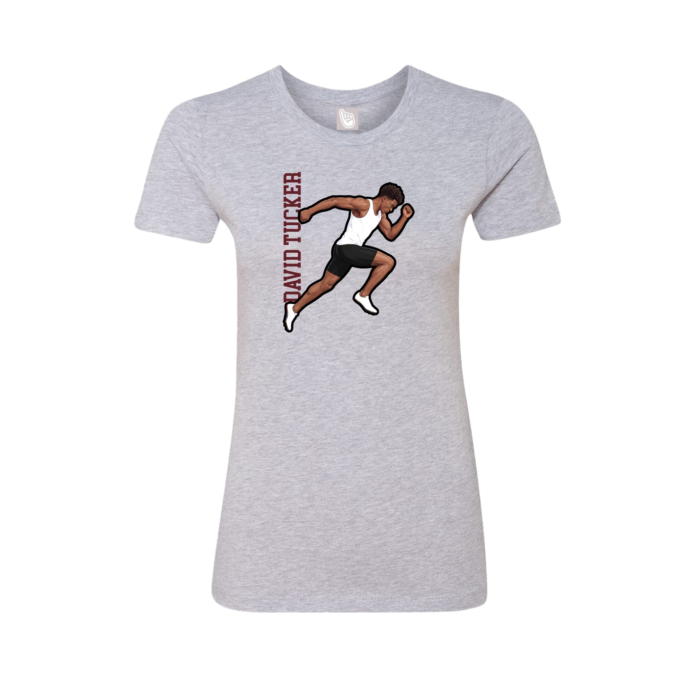 Fitted Women's Tee — Name Vertical in Grey