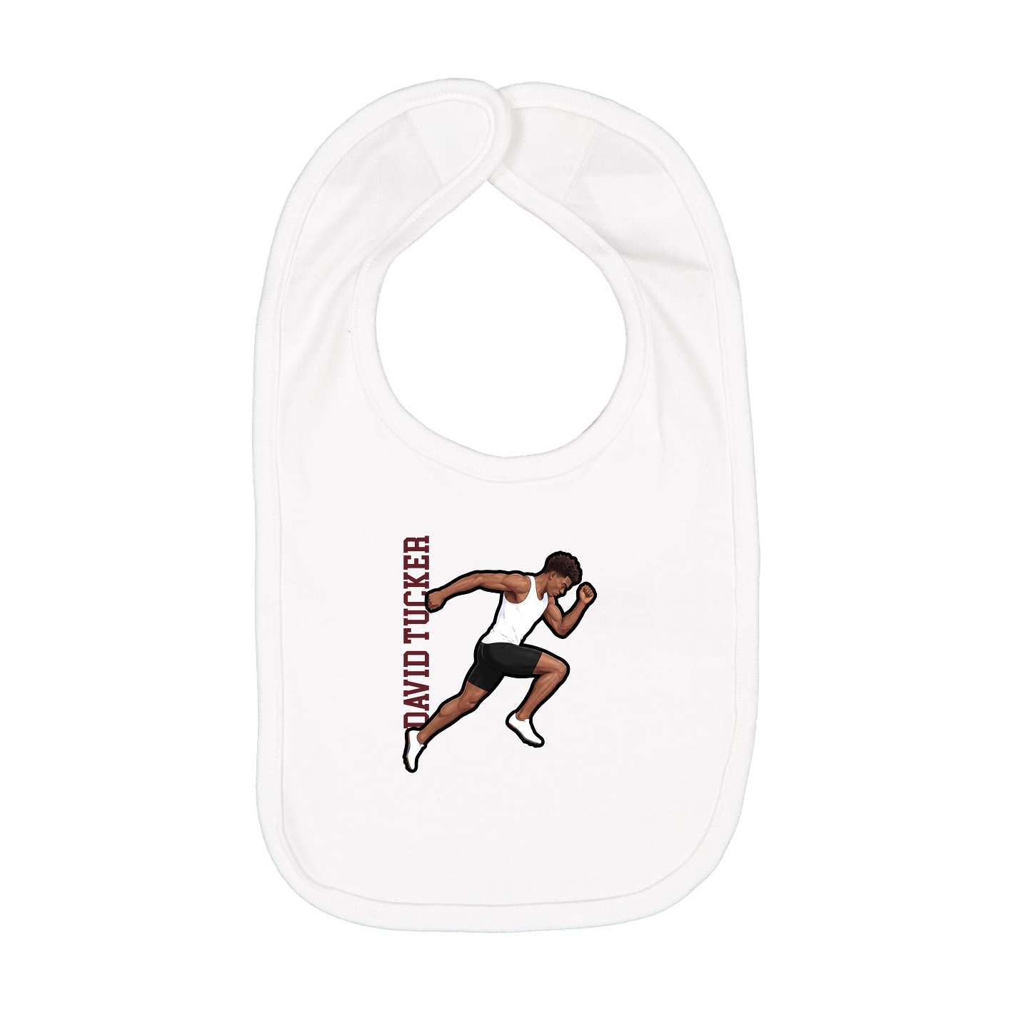Infant Bib — Name Vertical in White