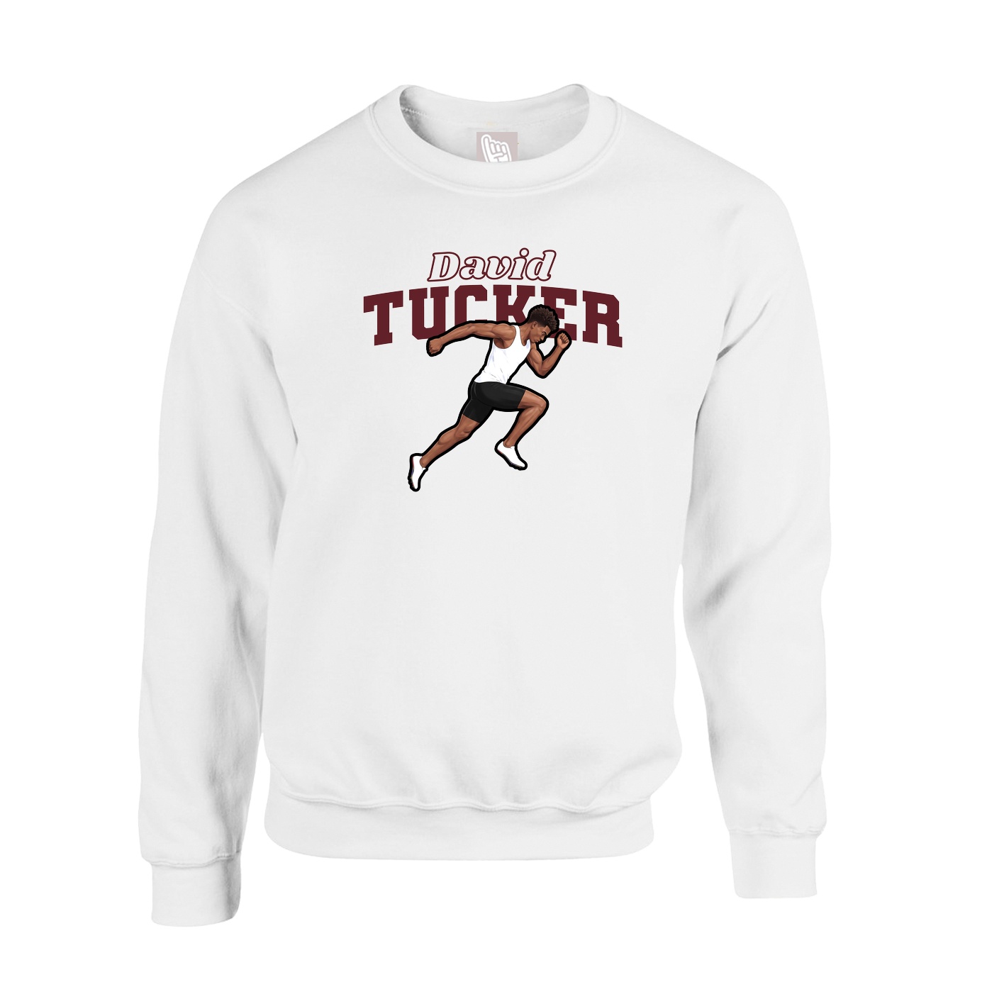 Fleece Crew — Name Arch in White