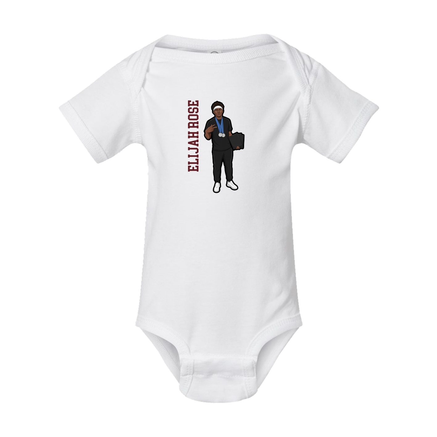 Baby Onesie — Name Vertical in White