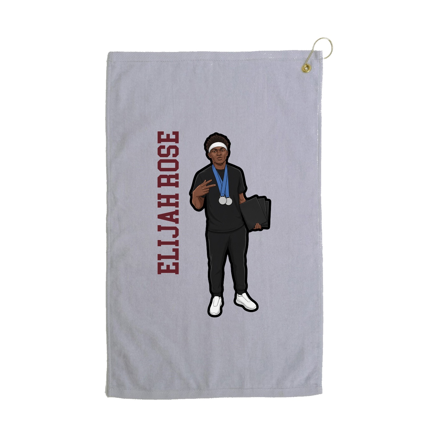 Golf Towel — Name Vertical in Grey