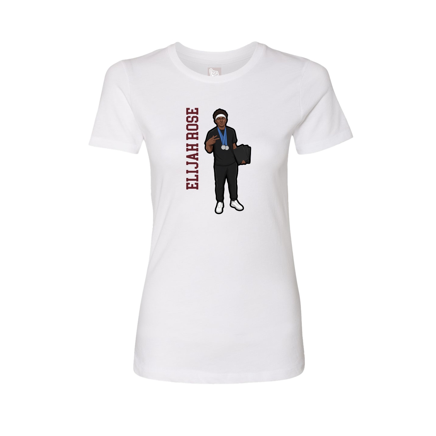 Fitted Women's Tee — Name Vertical in White