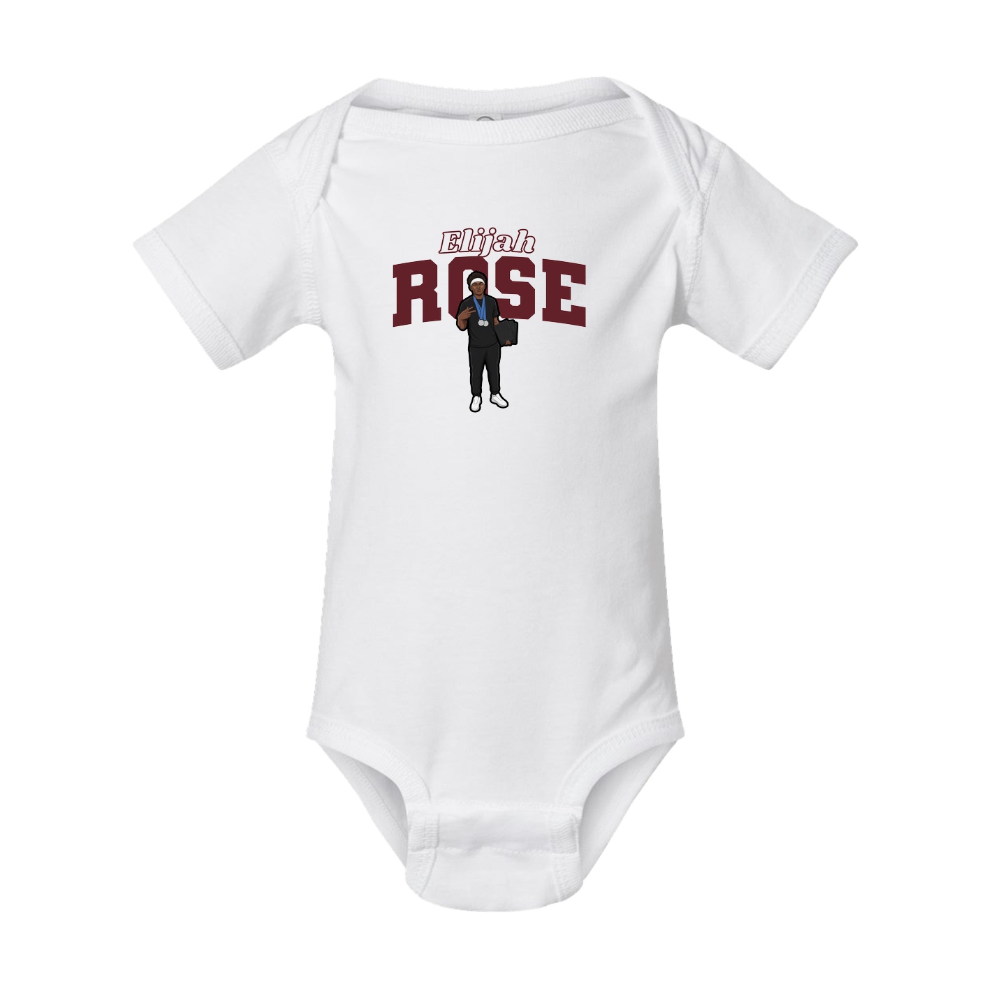 Baby Onesie — Name Arch in White