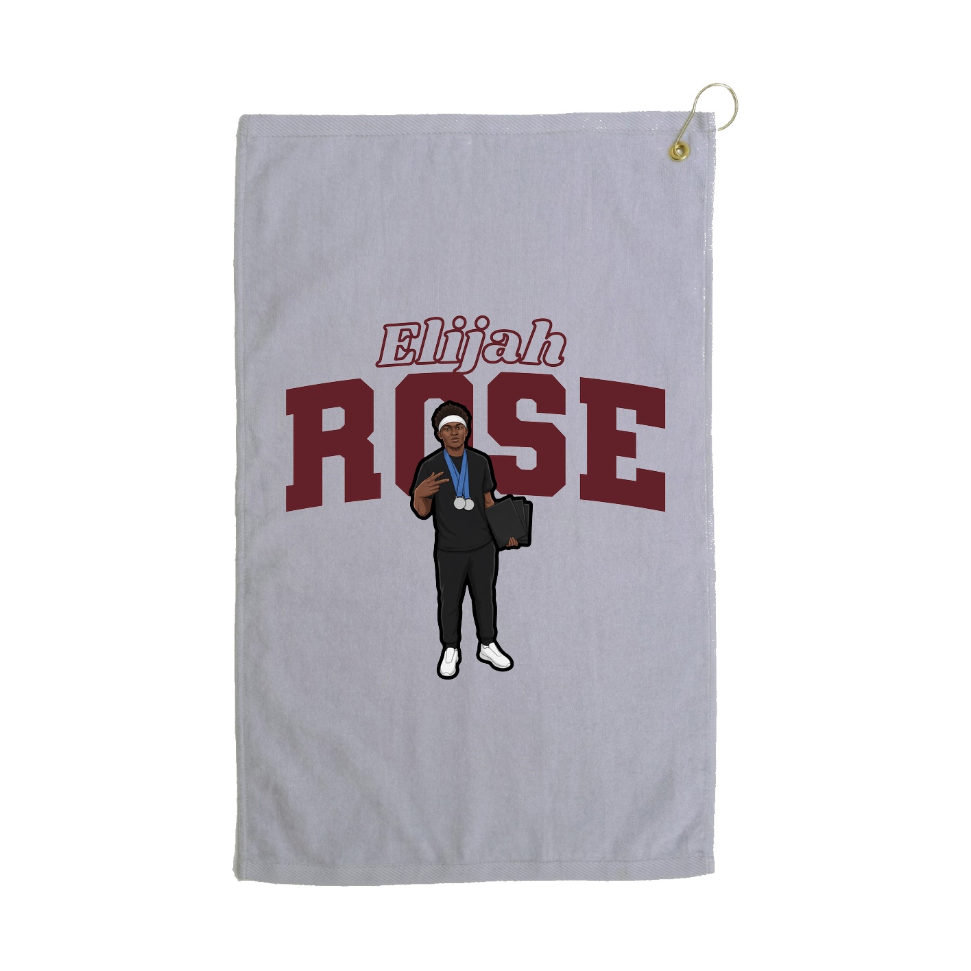Golf Towel — Name Arch in Grey