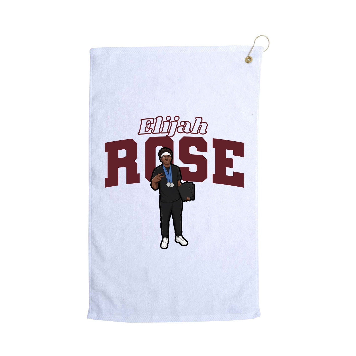 Golf Towel — Name Arch in White