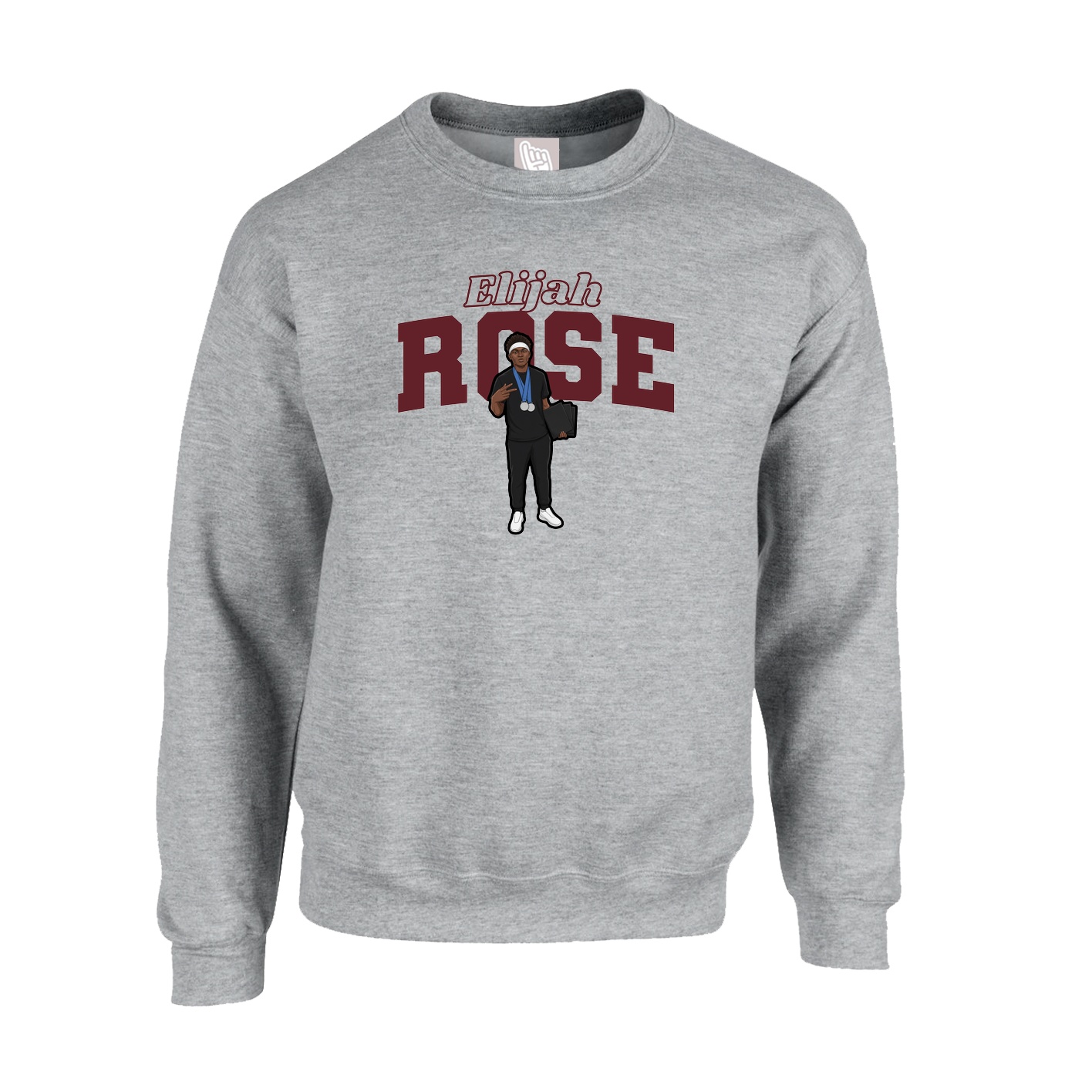 Fleece Crew — Name Arch in Grey
