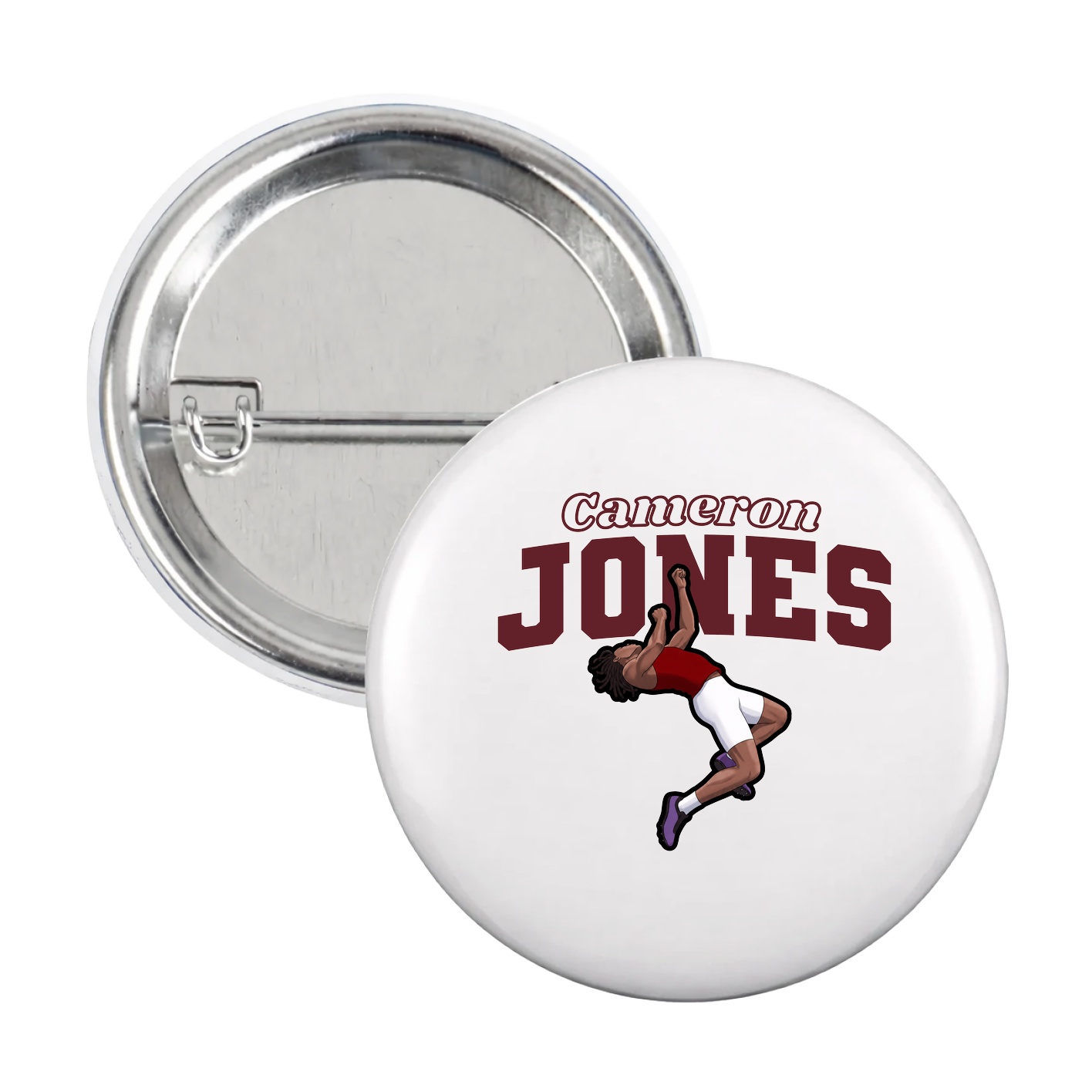 Game Day Button — Name Arch in White