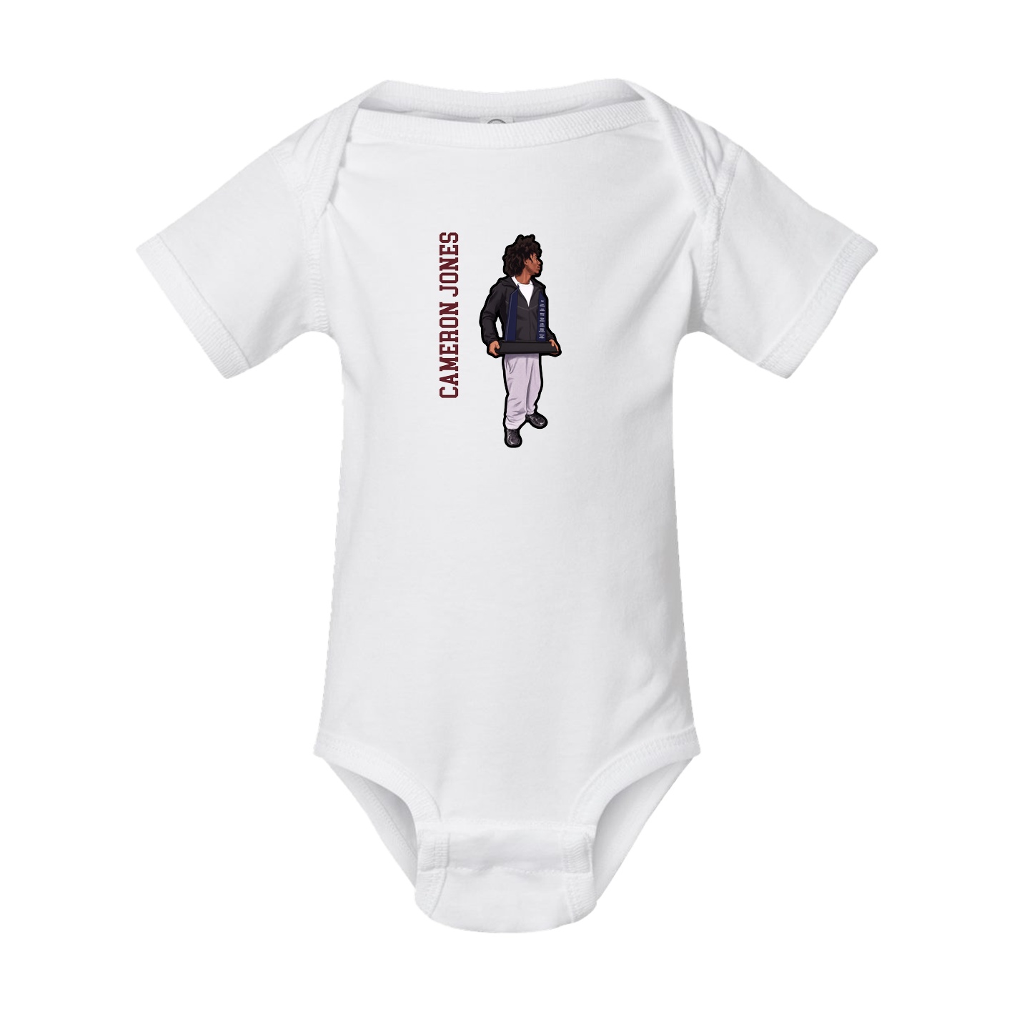 Baby Onesie — Name Vertical in White