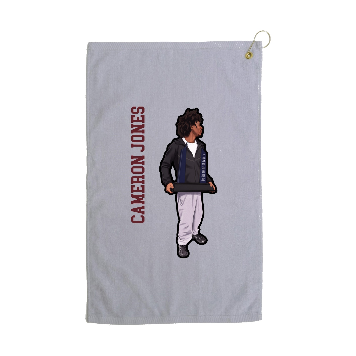 Golf Towel — Name Vertical in Grey