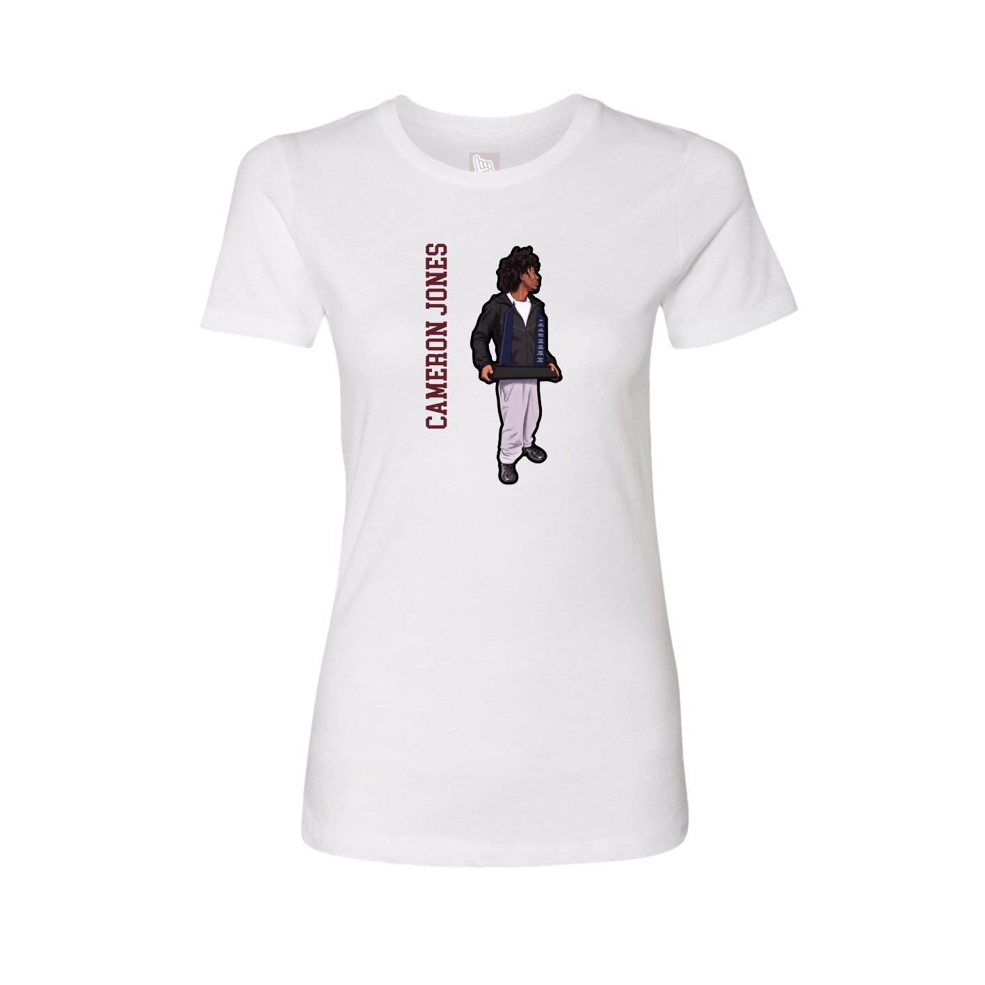 Fitted Women's Tee — Name Vertical in White