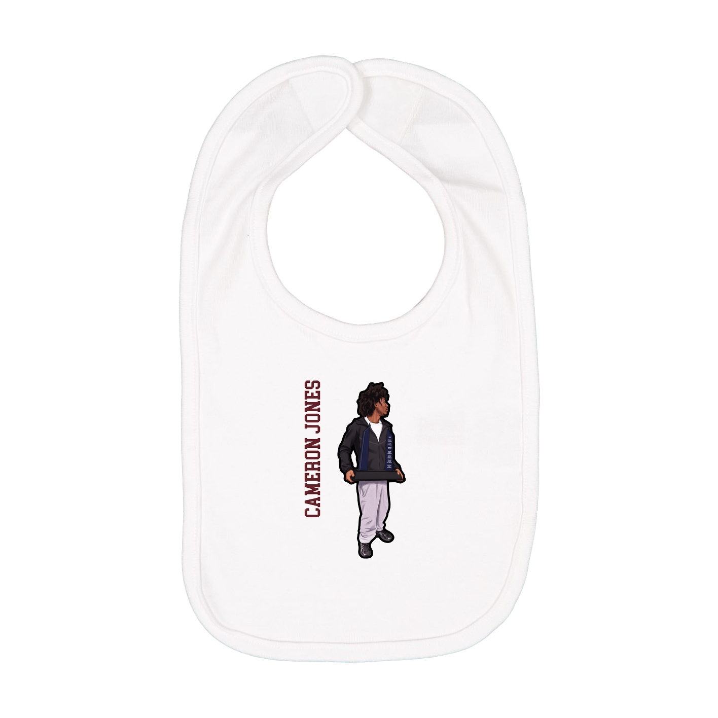 Infant Bib — Name Vertical in White