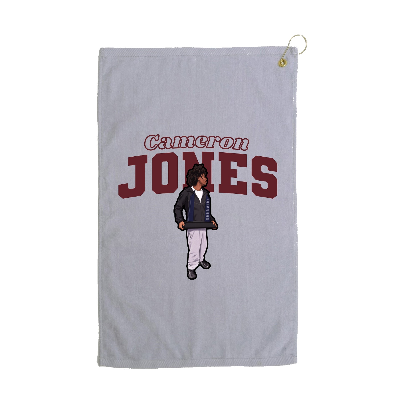 Golf Towel — Name Arch in Grey