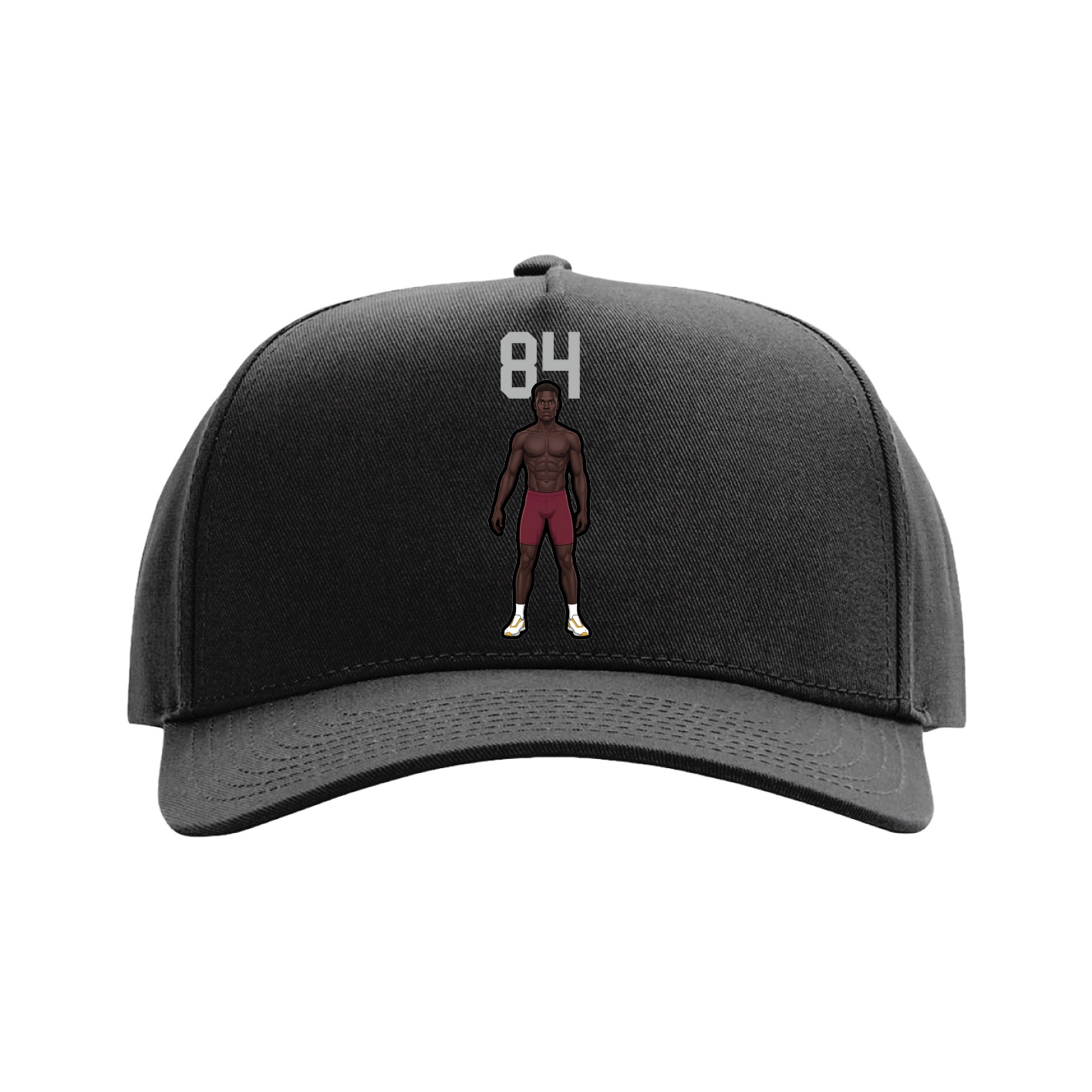 Full Fabric Five-Panel Champ Cap — Number Top in Black