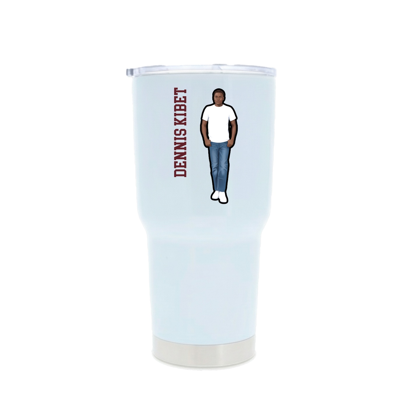 30oz Stainless Steel Tumbler — Name Vertical in White
